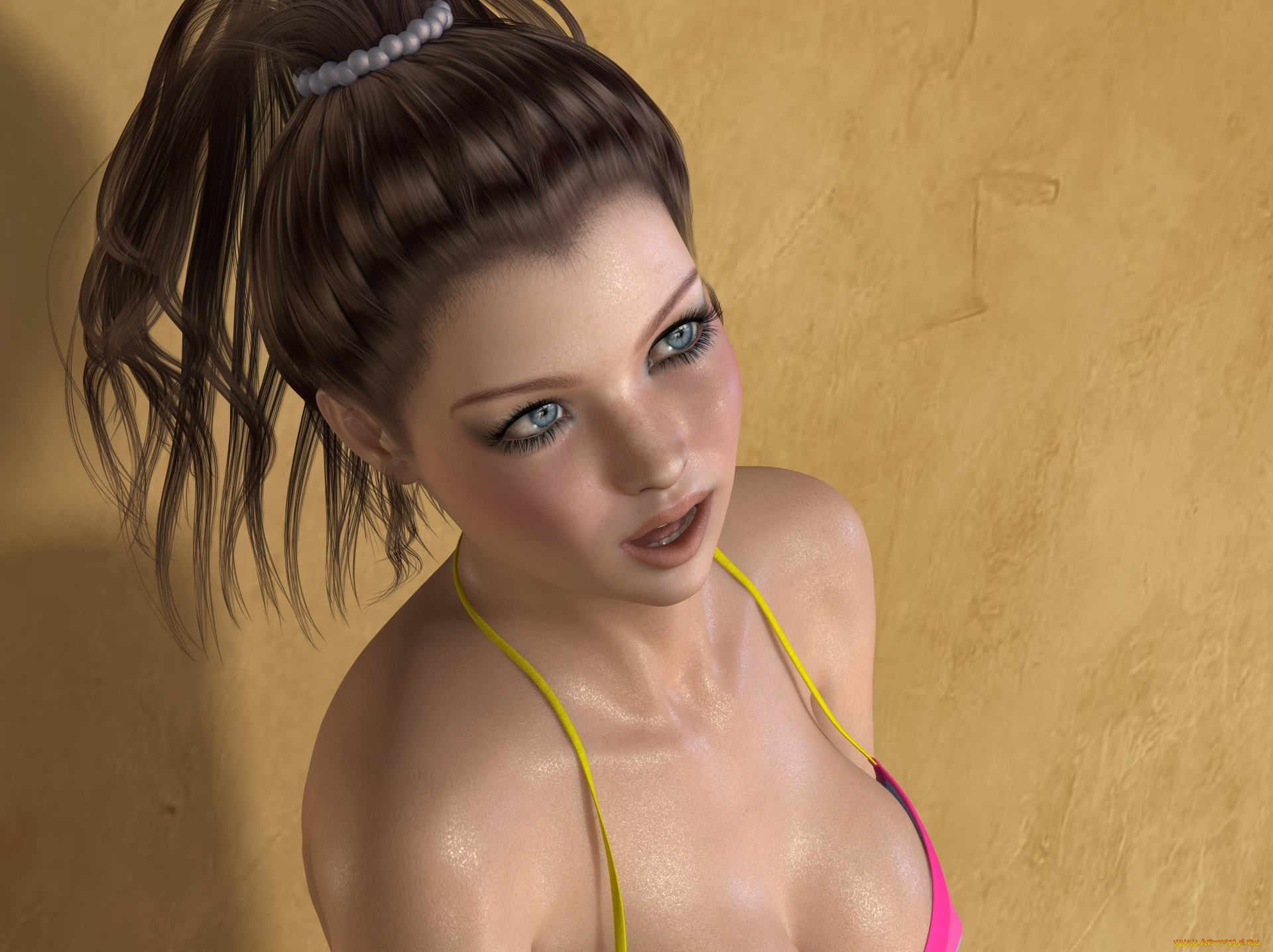 3д, графика, портрет, , portraits, фон, взгляд, девушка