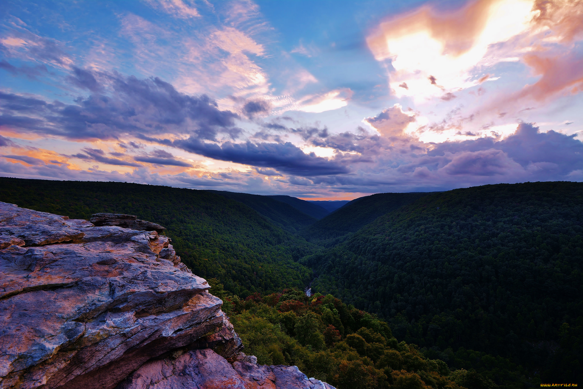 природа, горы, пейзаж, облака, небо, деревья