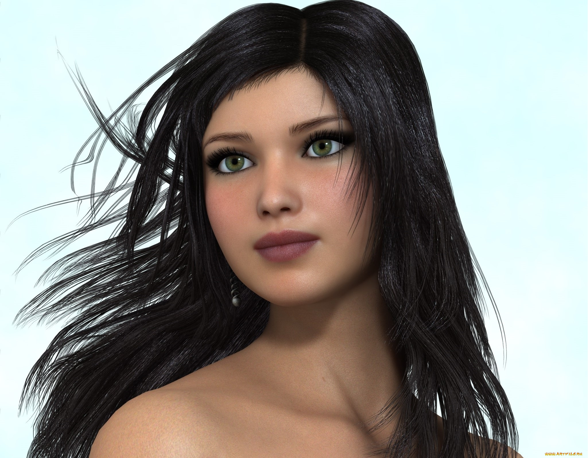 3д, графика, портрет, , portraits, фон, взгляд, девушка