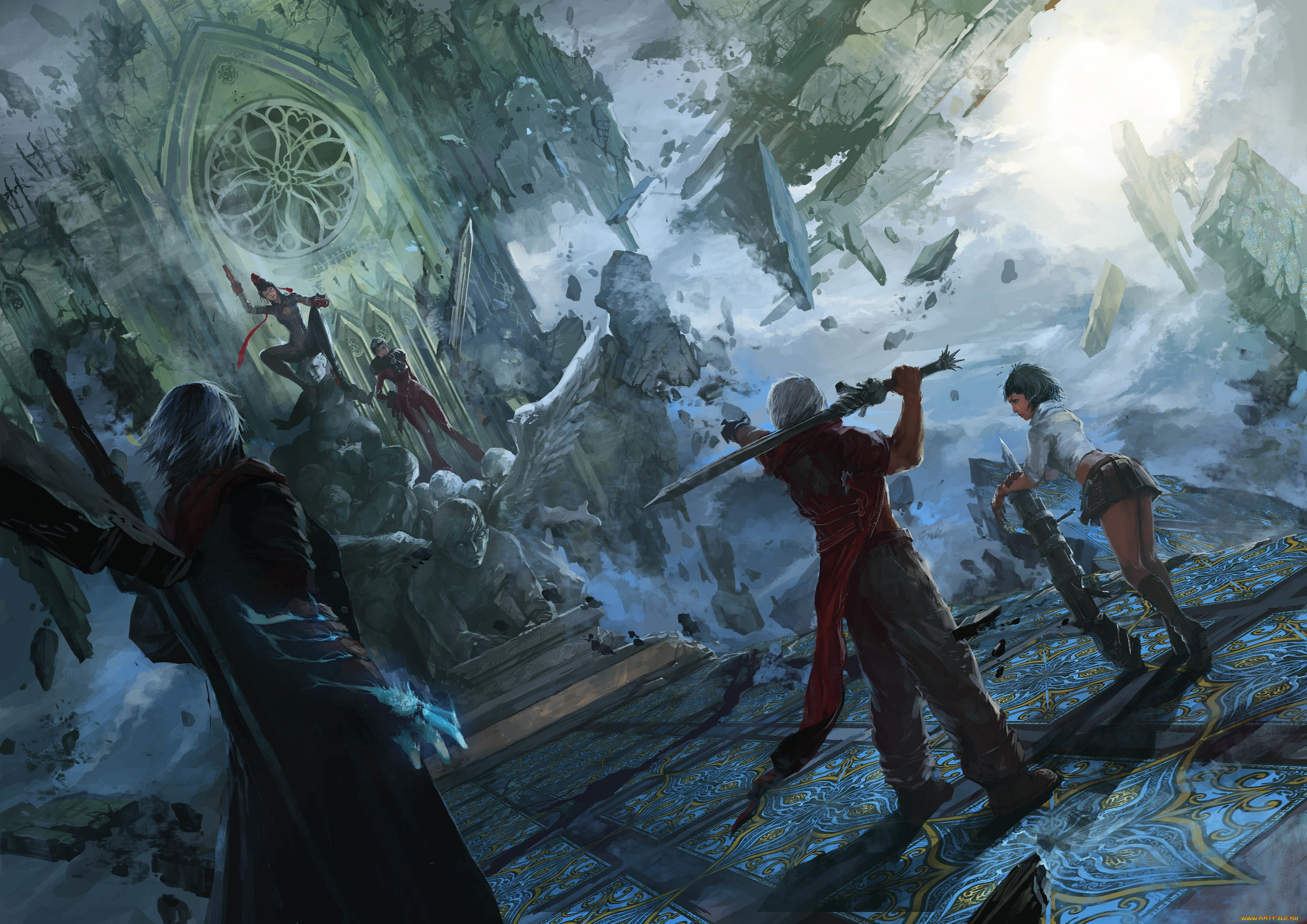 видео, игры, devil, may, cry, bayonetta, jeanne, dante, nero, lady, devil, may, cry, art, crossover, ведьма, меч, демон, полукровка