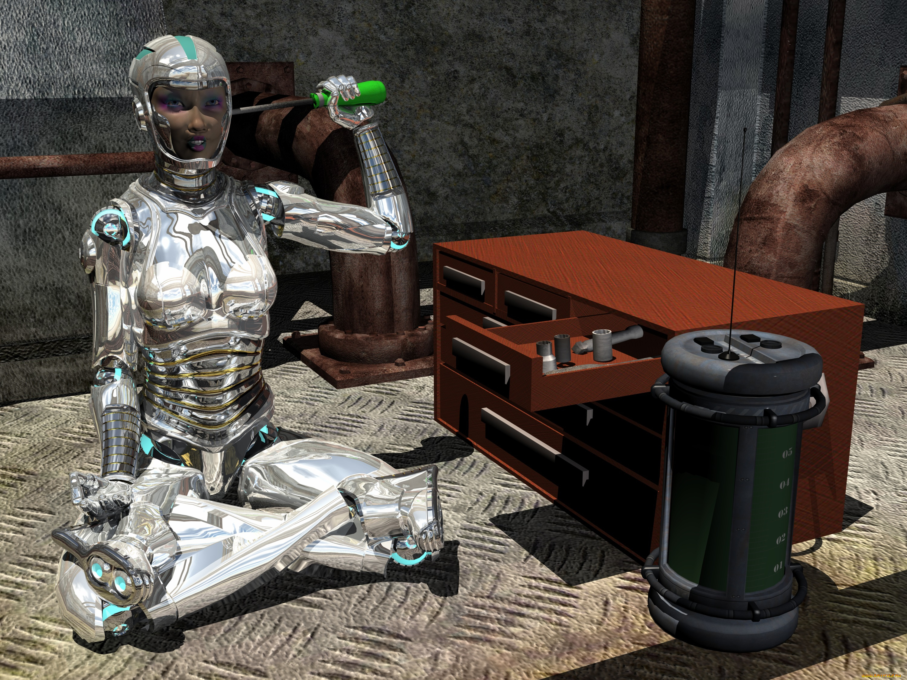 3д, графика, _science, fiction, фон, взгляд, девушка