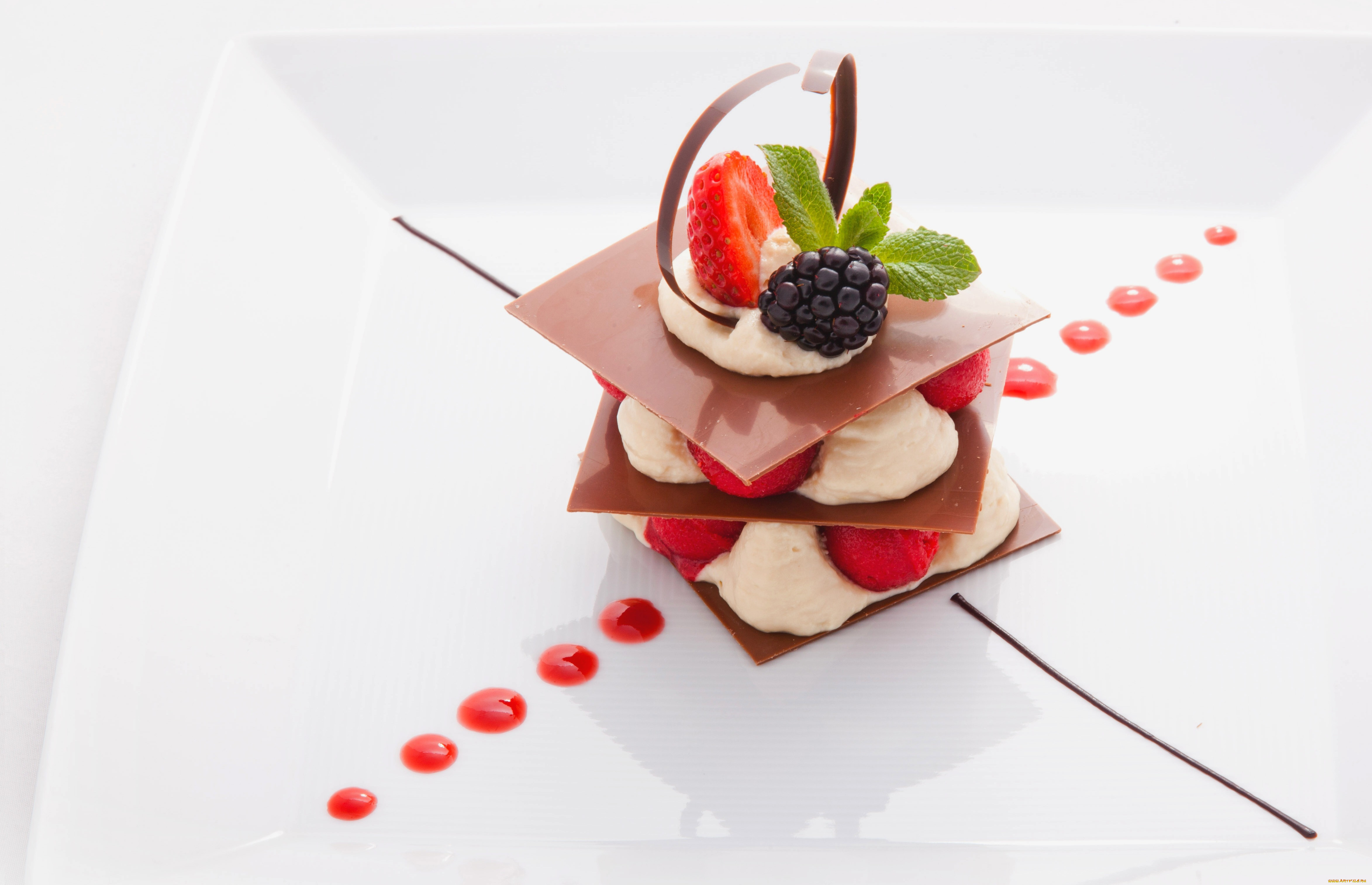 еда, мороженое, , десерты, мята, ежевика, шоколад, клубника