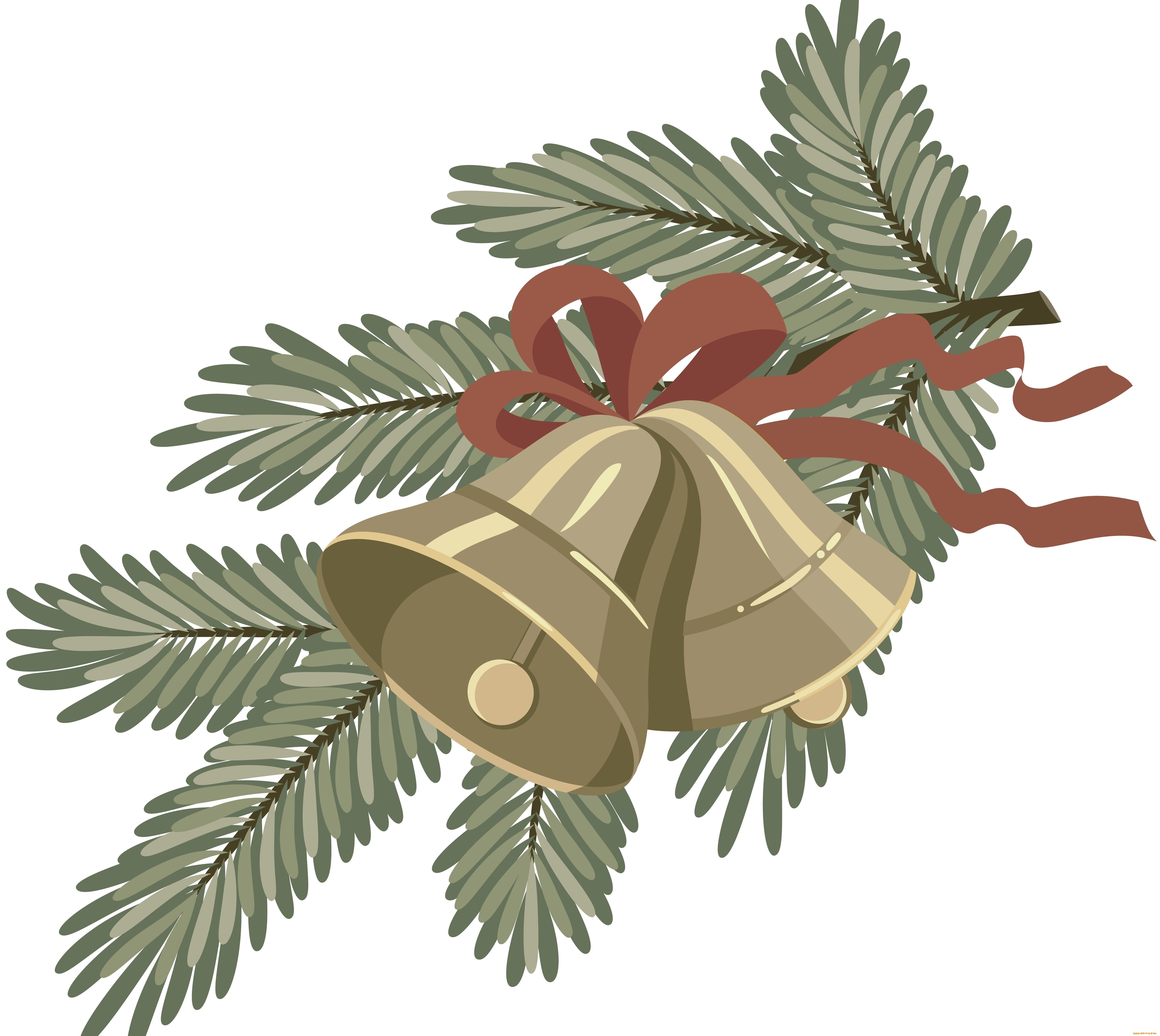 праздничные, векторная, графика, , новый, год, ветки, колокольчики