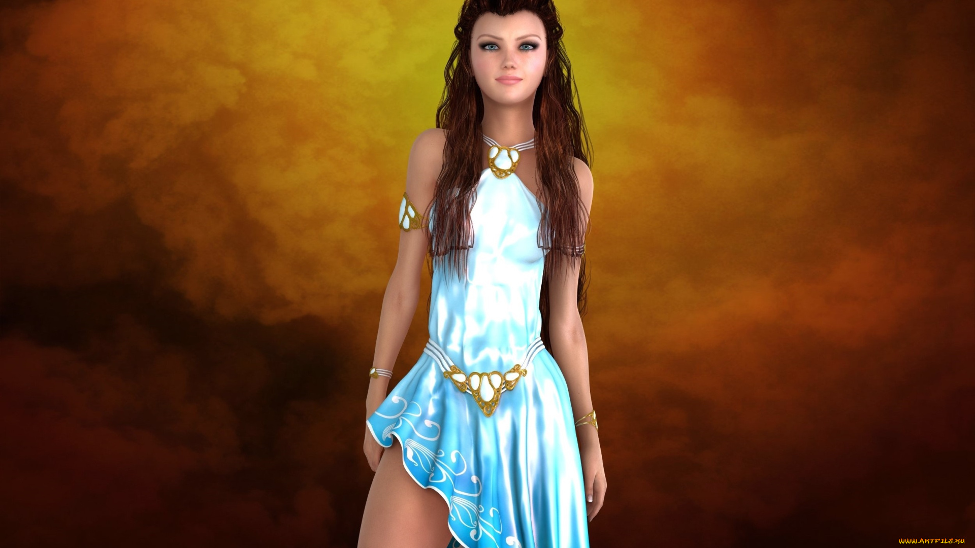 3д, графика, люди, , people, платье, фон, девушка, взгляд