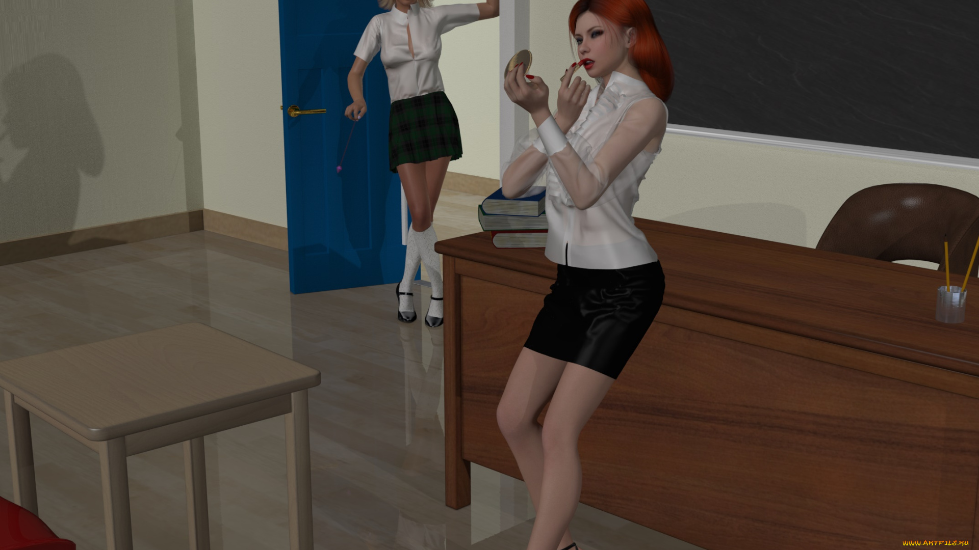 3д, графика, люди, , people, взгляд, девушки, интерьер, фон