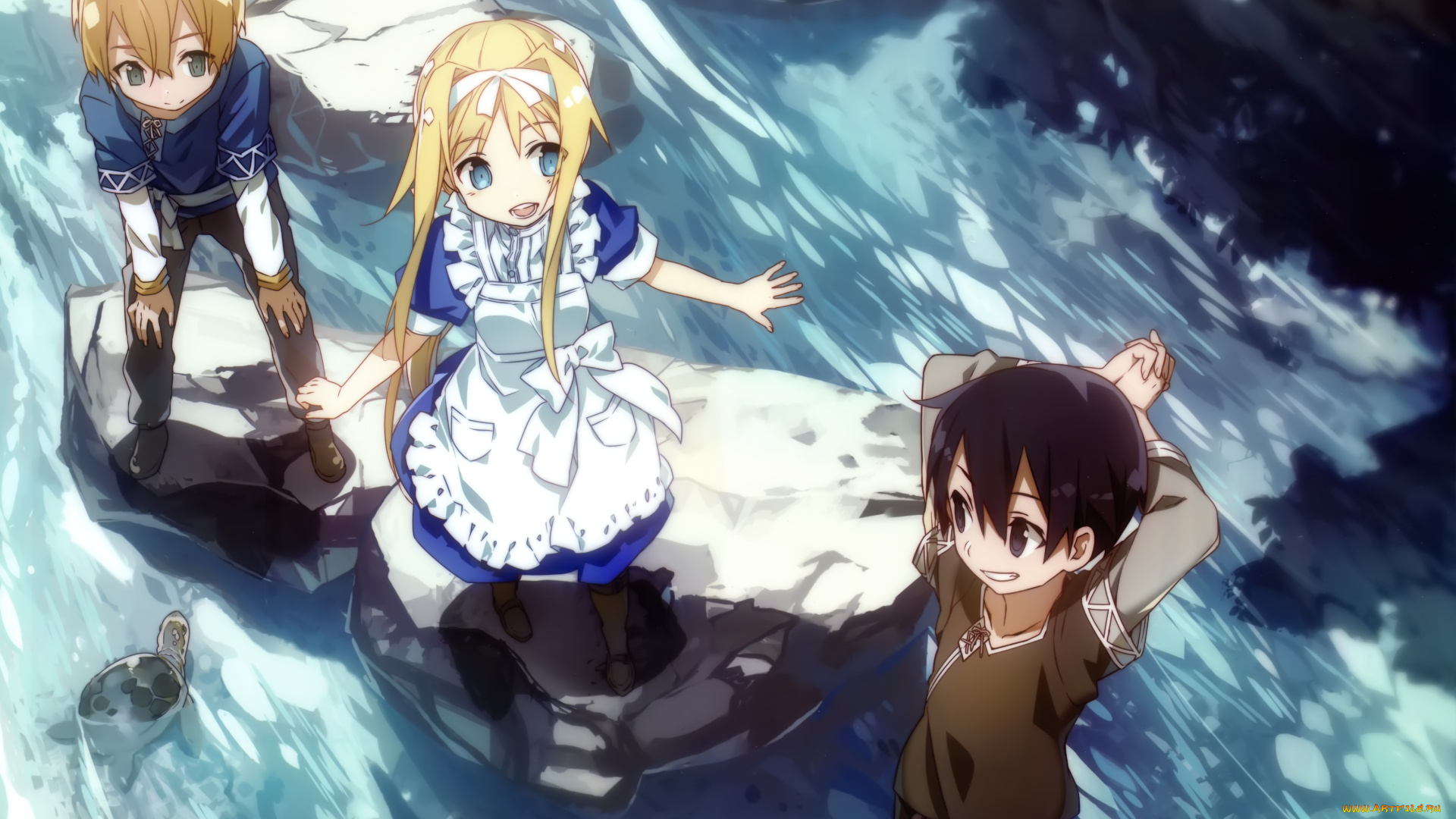 аниме, sword, art, online, арт, дети