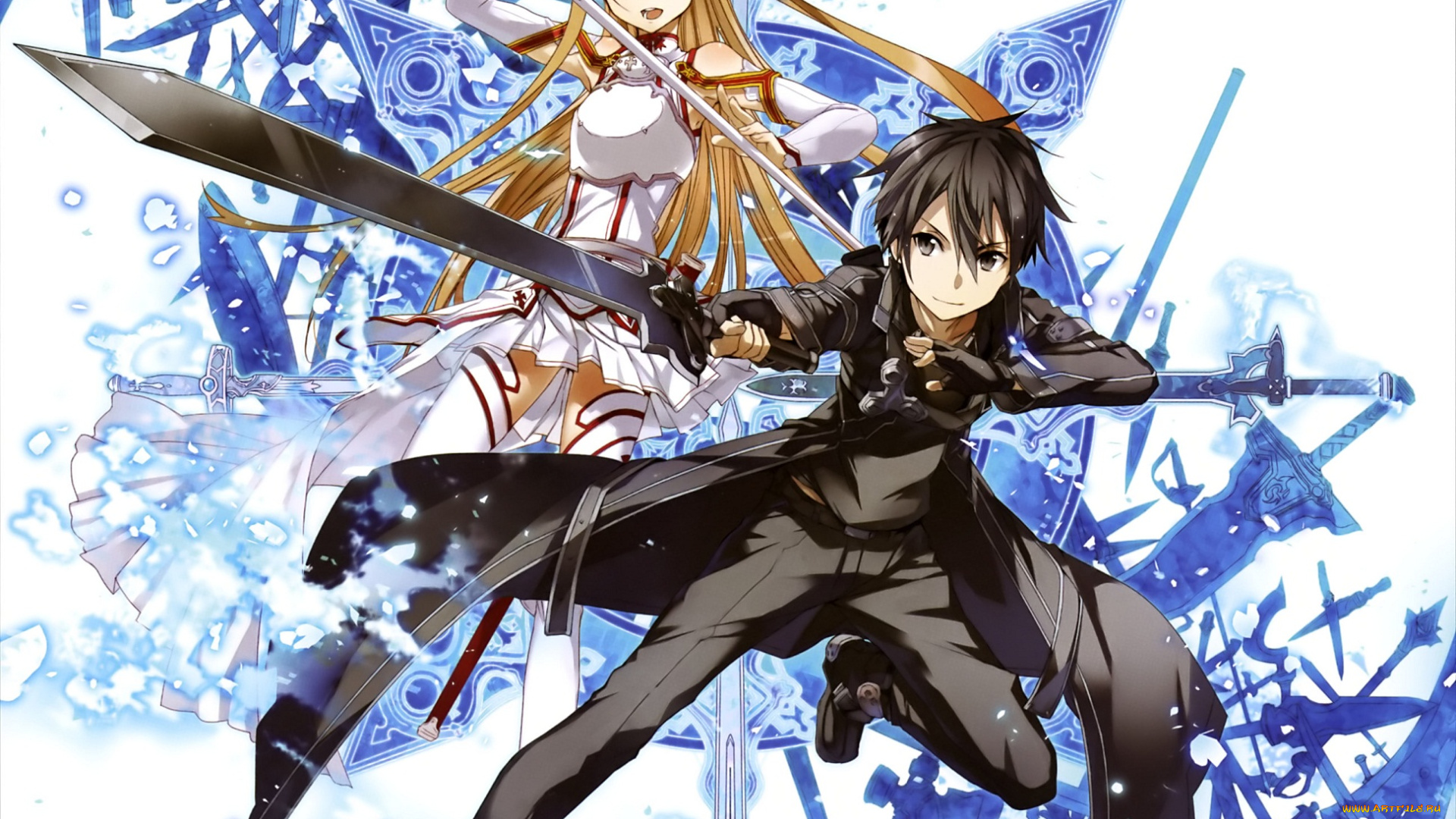 аниме, sword, art, online, кирито, асуна