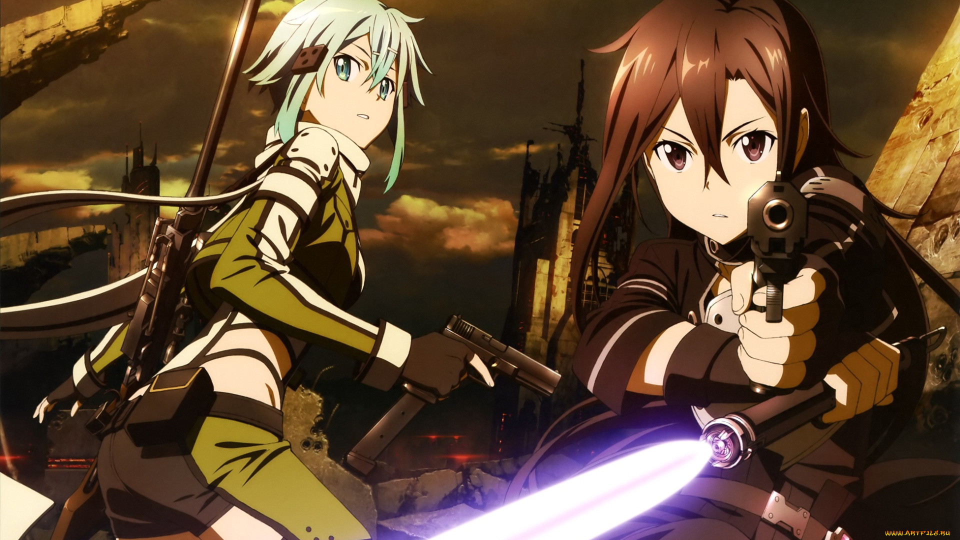 аниме, sword, art, online, кирито, девочка, сион, меч