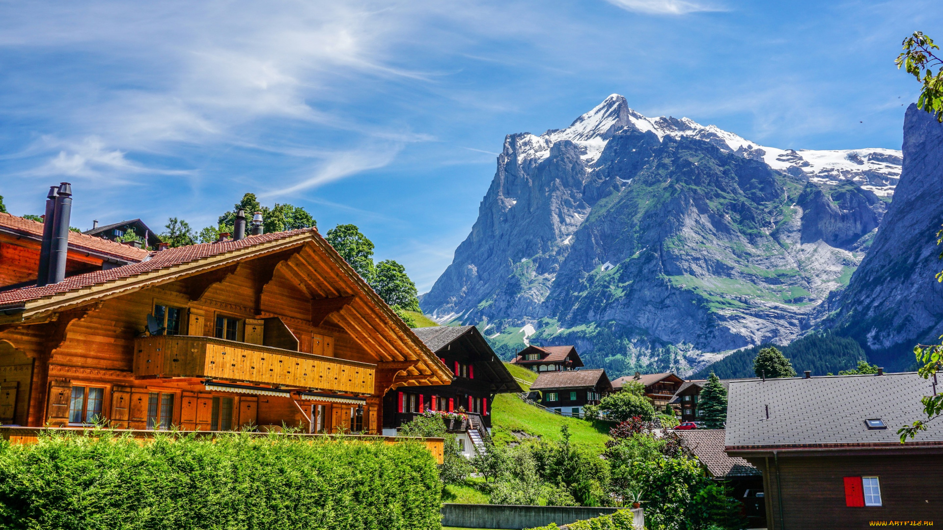 города, -, пейзажи, дома, горы