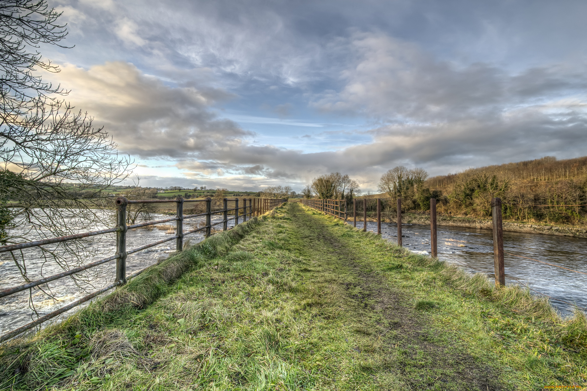 природа, дороги, река, лес