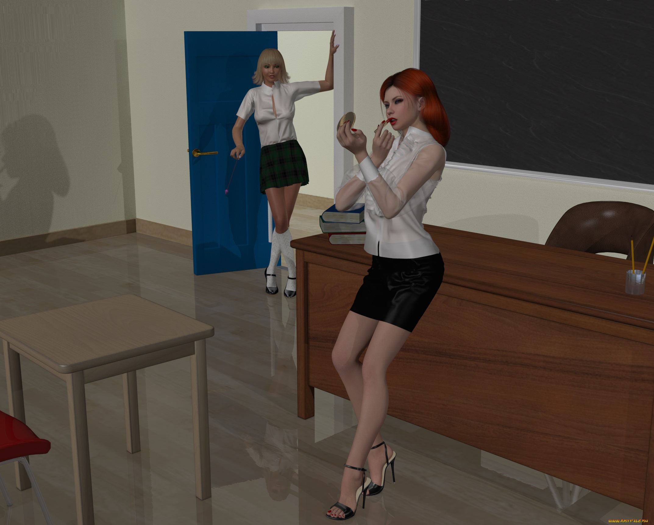 3д, графика, люди, , people, взгляд, девушки, интерьер, фон