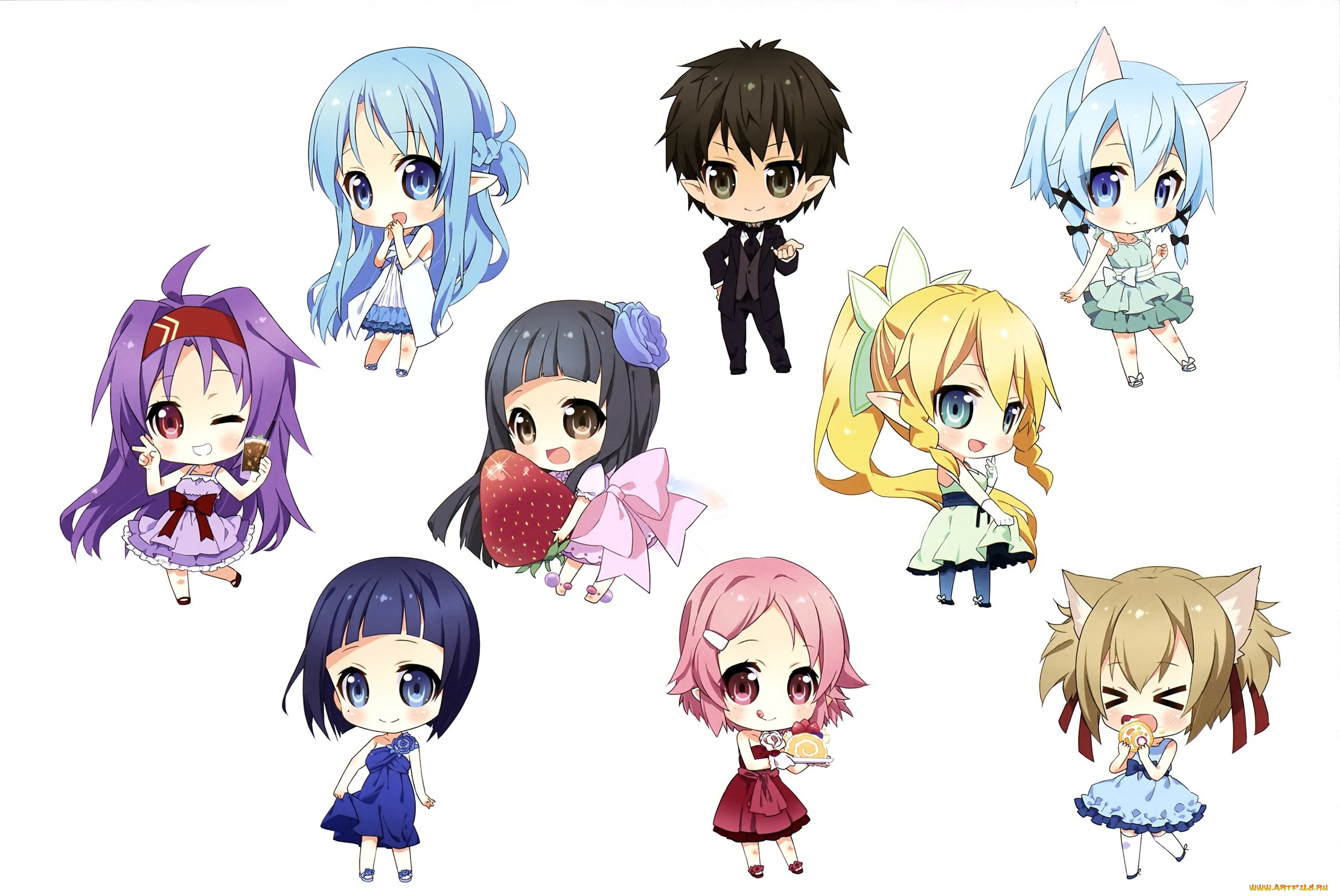 аниме, sword, art, online, малыши