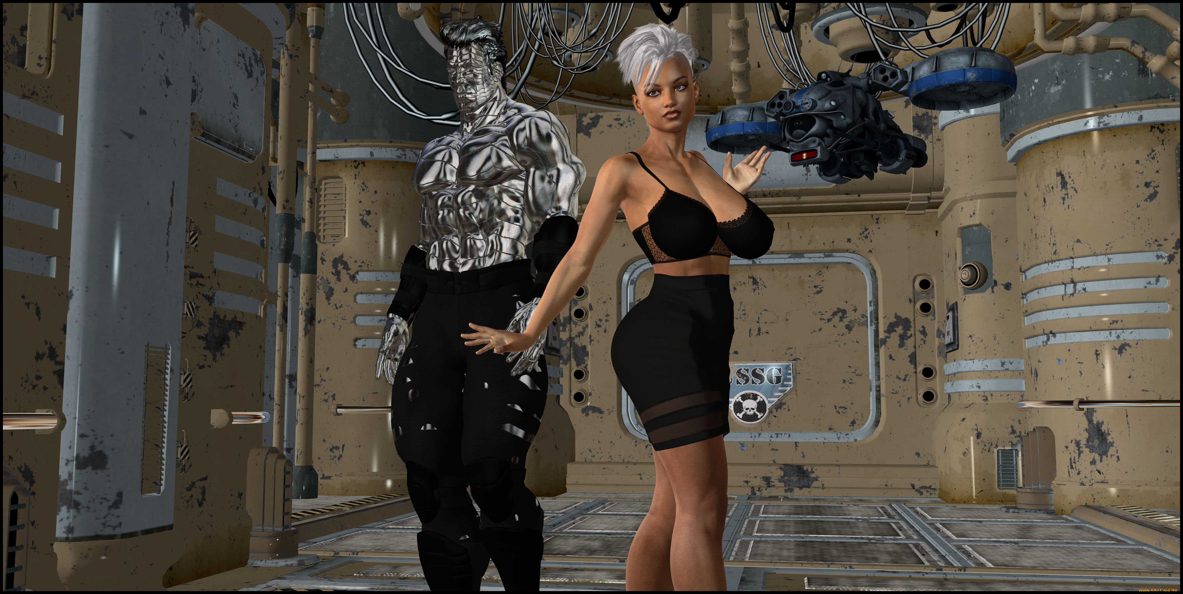 3д, графика, фантазия, , fantasy, девушка, андроид, фон, взгляд