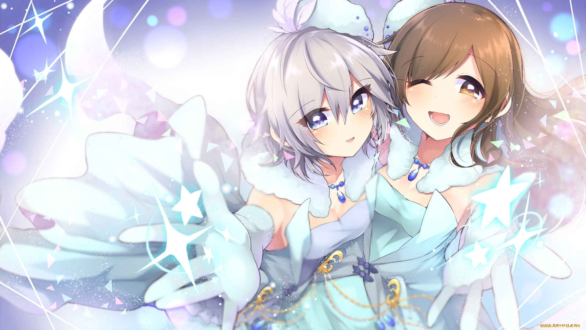 аниме, idolm@ster, девушка, взгляд, фон