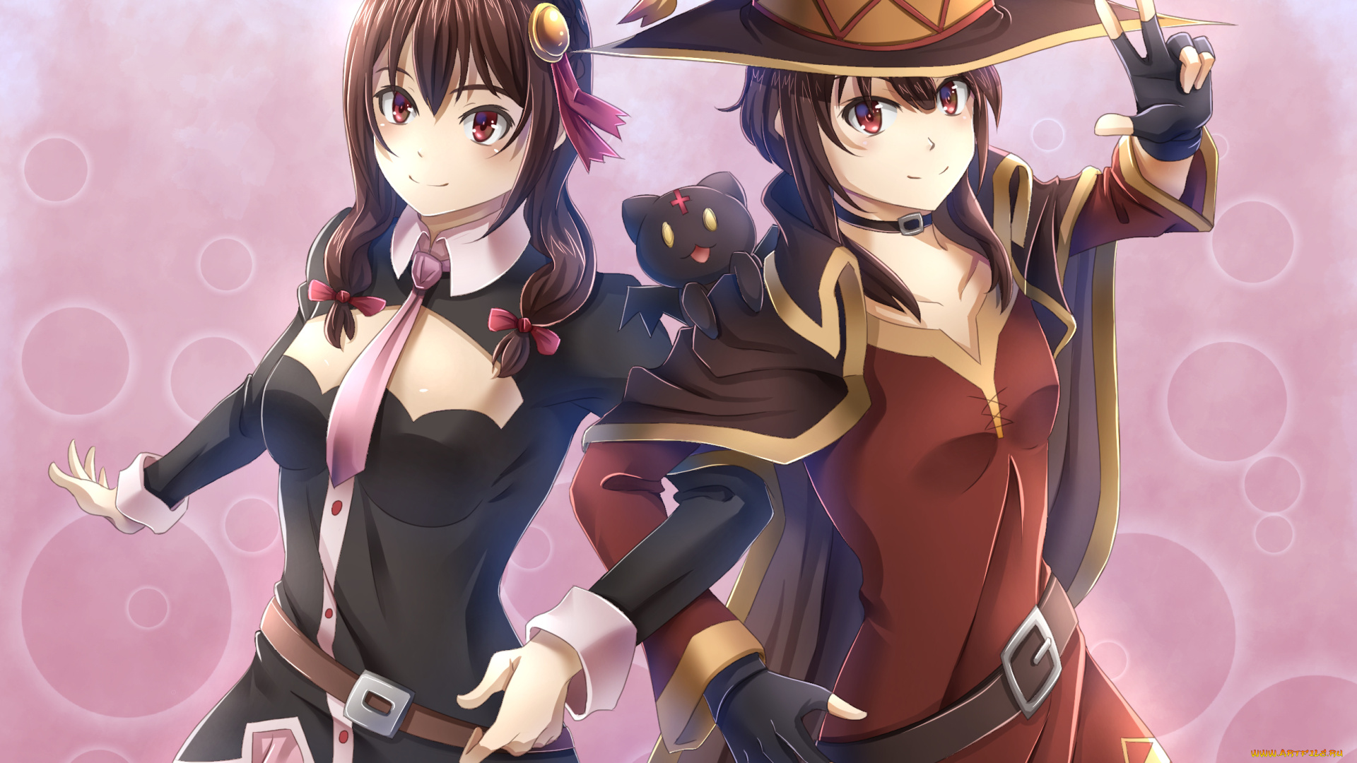 аниме, kono, subarashii, sekai, ni, shukufuku, wo, девушки, взгляд, фон