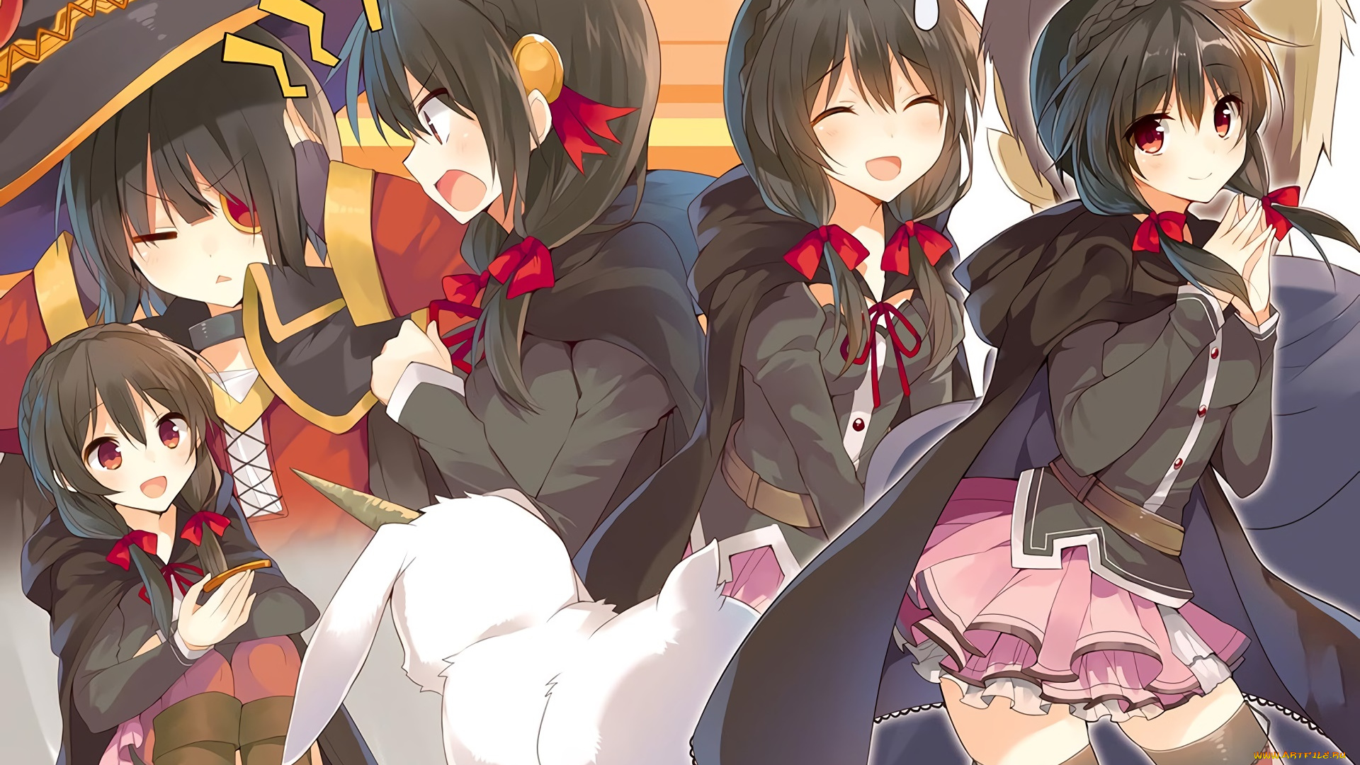 аниме, kono, subarashii, sekai, ni, shukufuku, wo, девушки, взгляд, фон