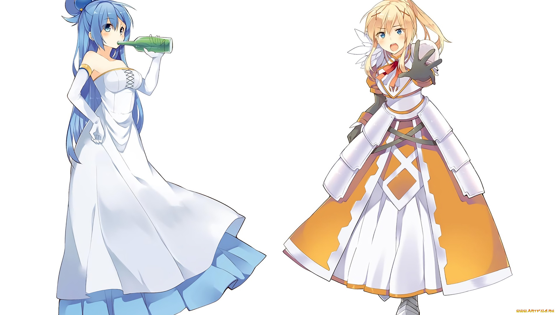 аниме, kono, subarashii, sekai, ni, shukufuku, wo, девушки, взгляд, фон