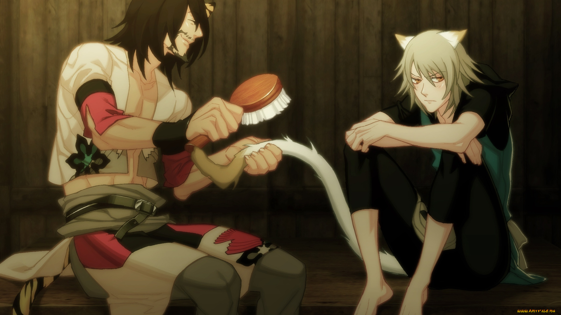 аниме, lamento, щетка, каное, бардо, скамейка