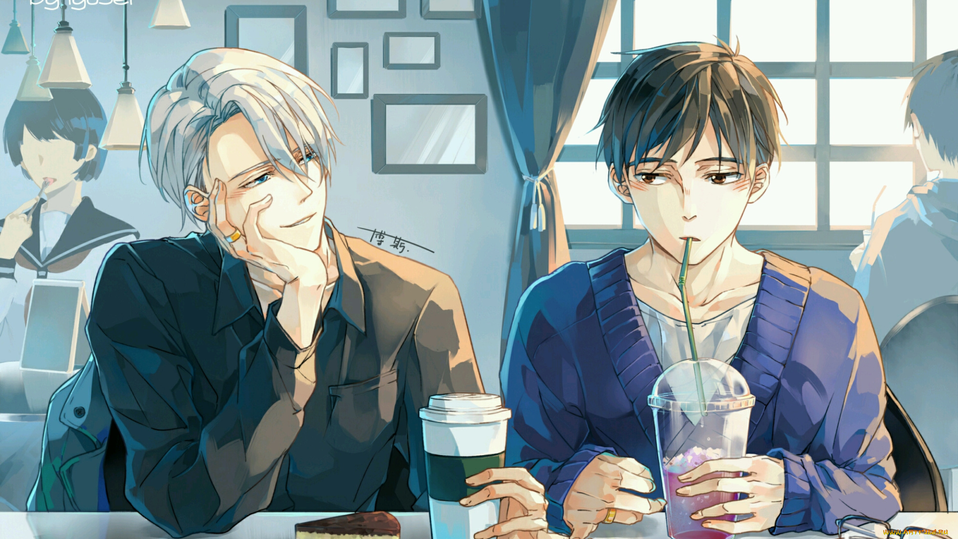 аниме, yuri, on, ice, victor, nikiforov, katsuki, yuuri