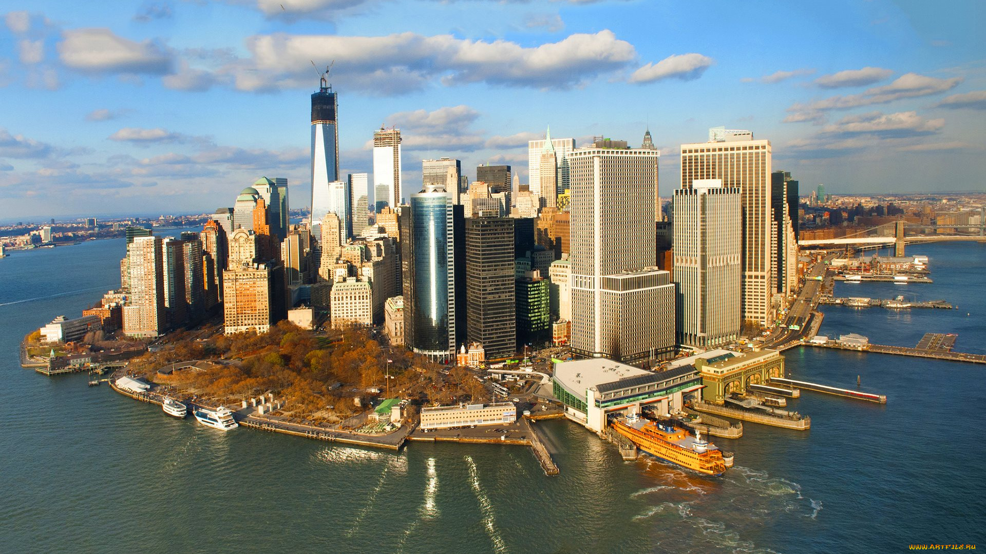 города, -, панорамы, united, states, небоскребы, manhattan, нью-йорка, сша, манхэттен