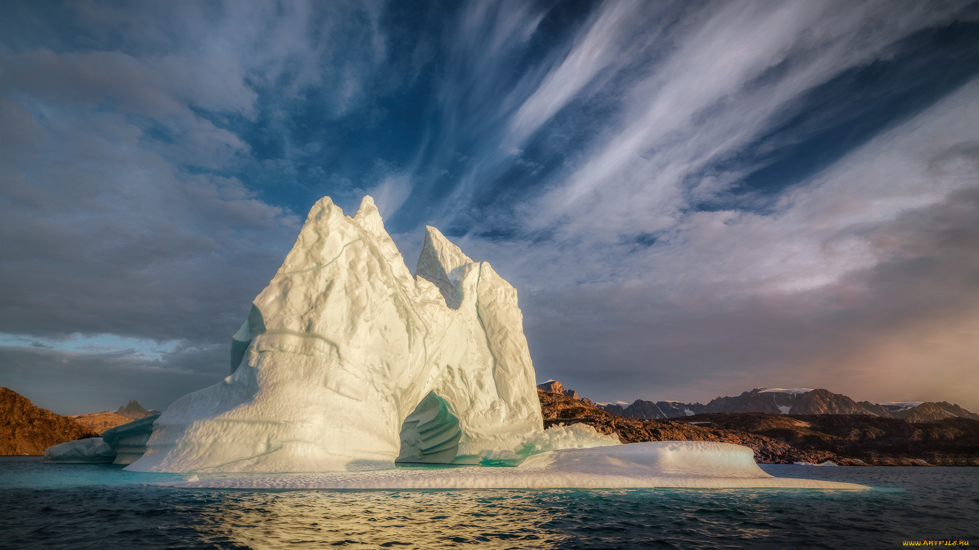 природа, айсберги, и, ледники, севера