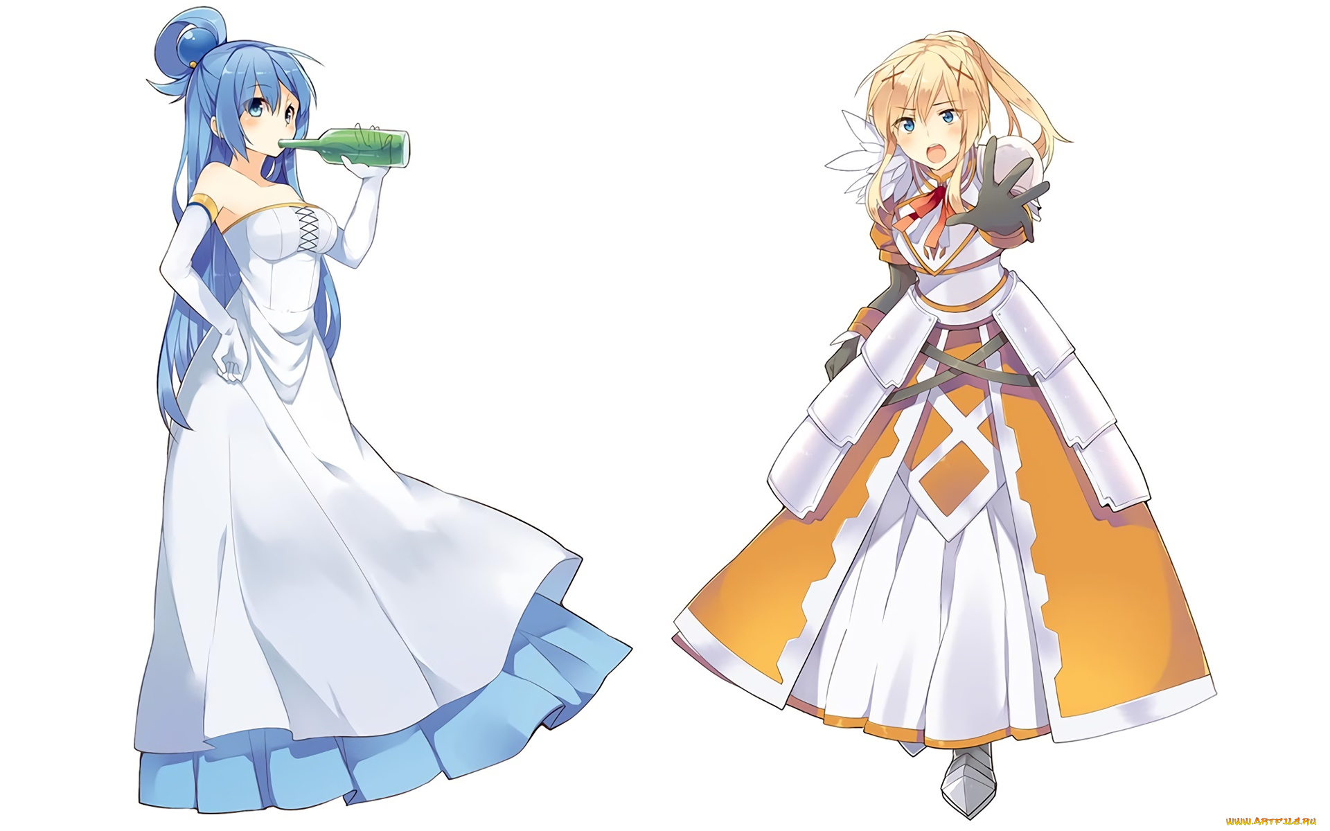 аниме, kono, subarashii, sekai, ni, shukufuku, wo, девушки, взгляд, фон