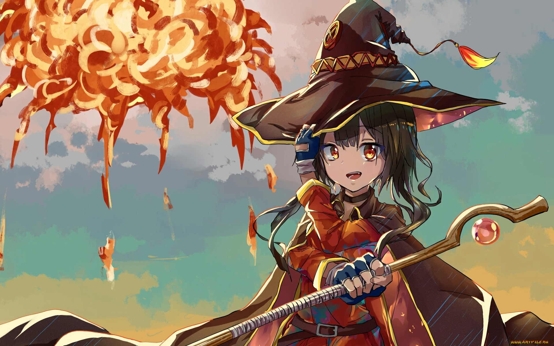 аниме, kono, subarashii, sekai, ni, shukufuku, wo, девушка, взгляд, фон