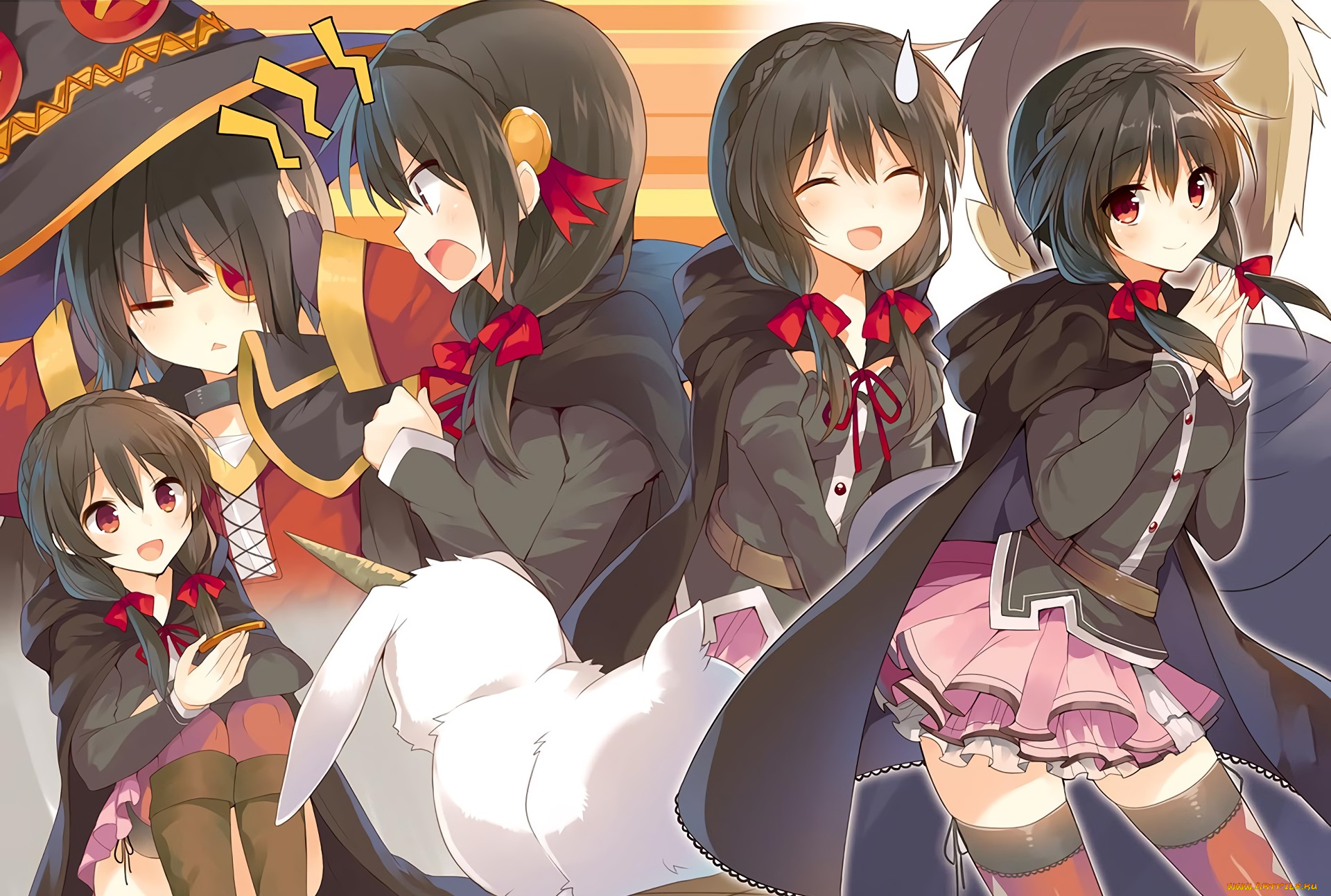 аниме, kono, subarashii, sekai, ni, shukufuku, wo, девушки, взгляд, фон