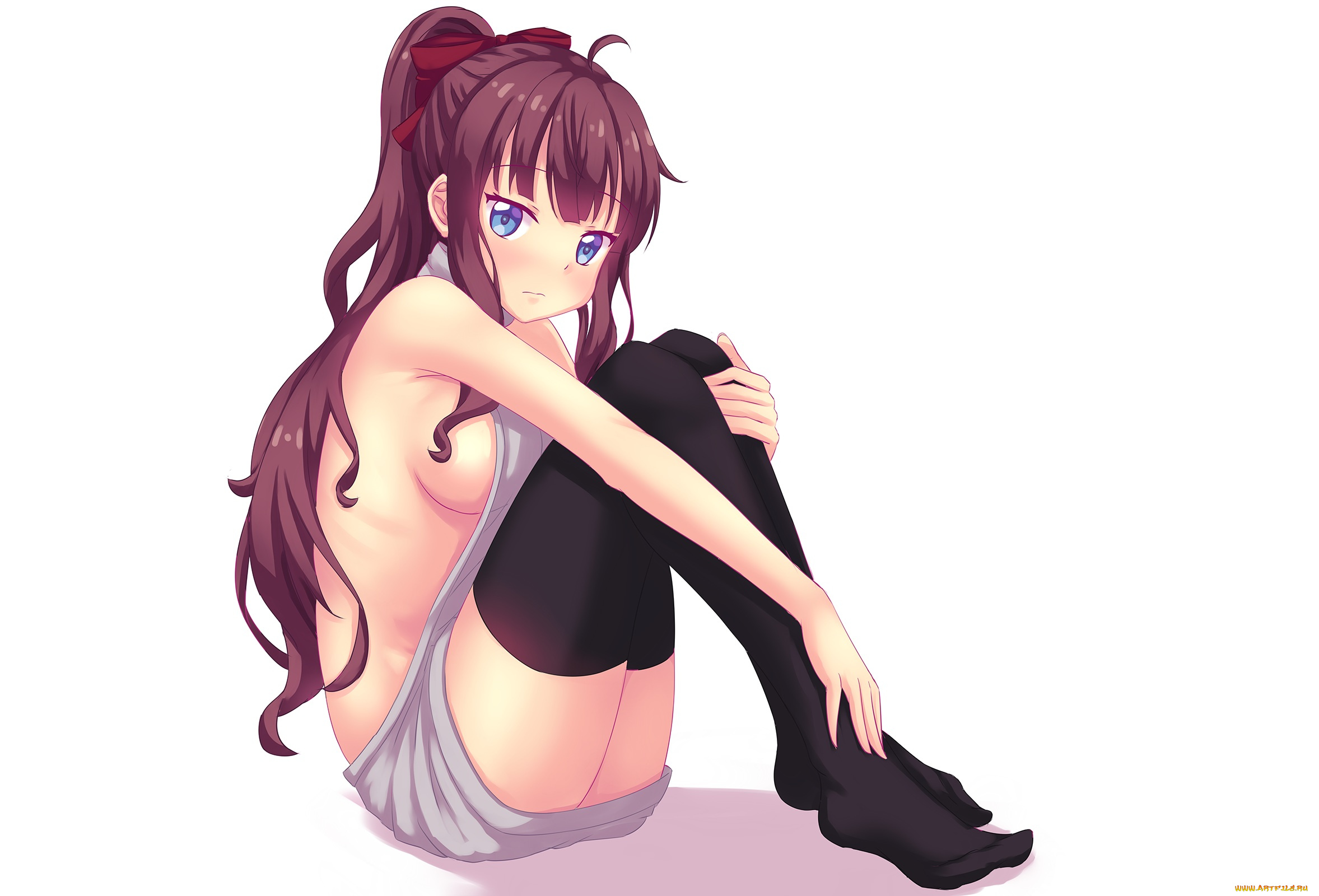 аниме, new, game, девушка, взгляд, фон