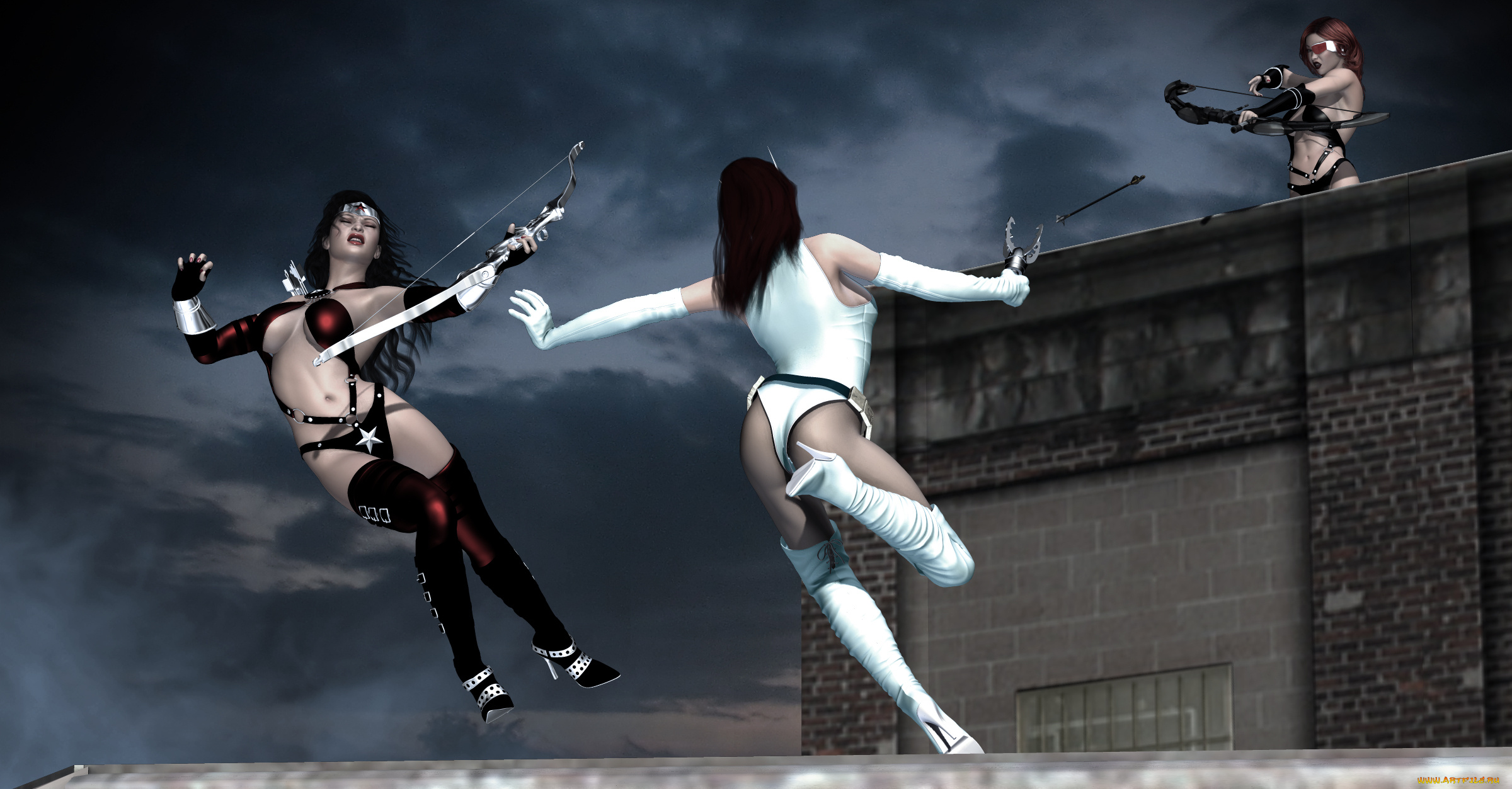 3д, графика, фантазия, , fantasy, девушки, взгляд, фон