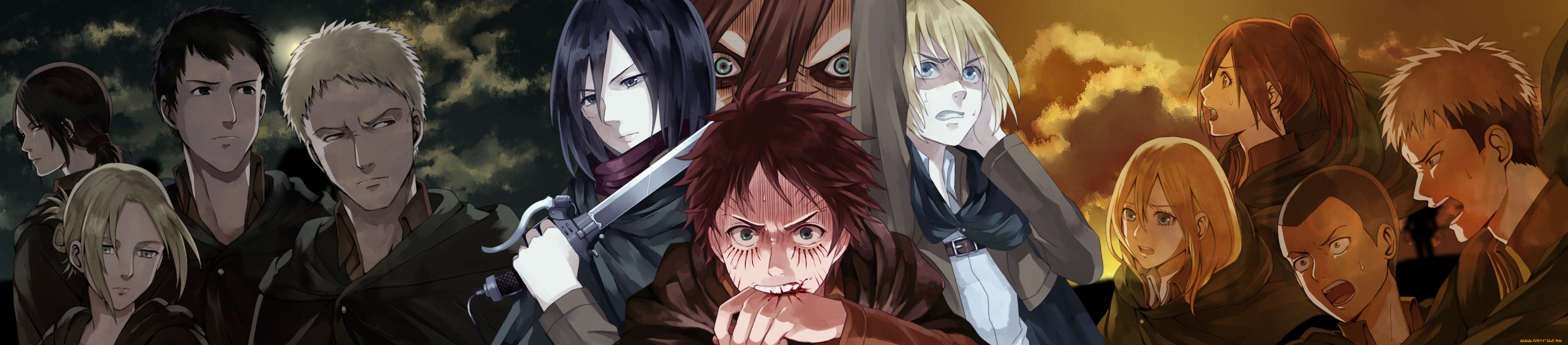 аниме, shingeki, no, kyojin, attack, on, titan