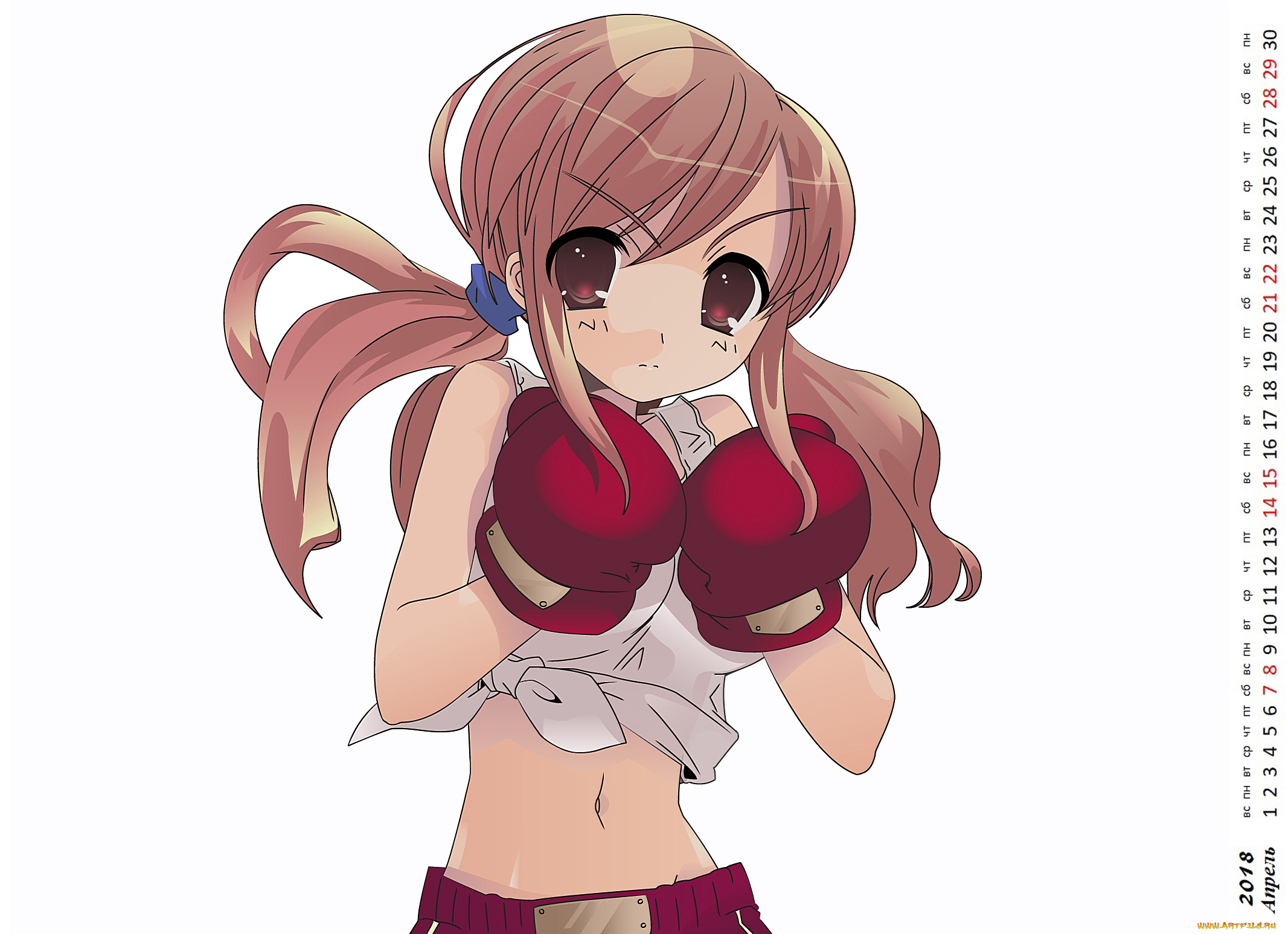 календари, аниме, девушка, перчатки, взгляд