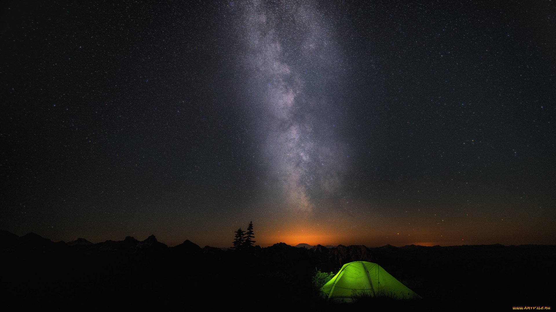 природа, другое, палатка, горы, ночь