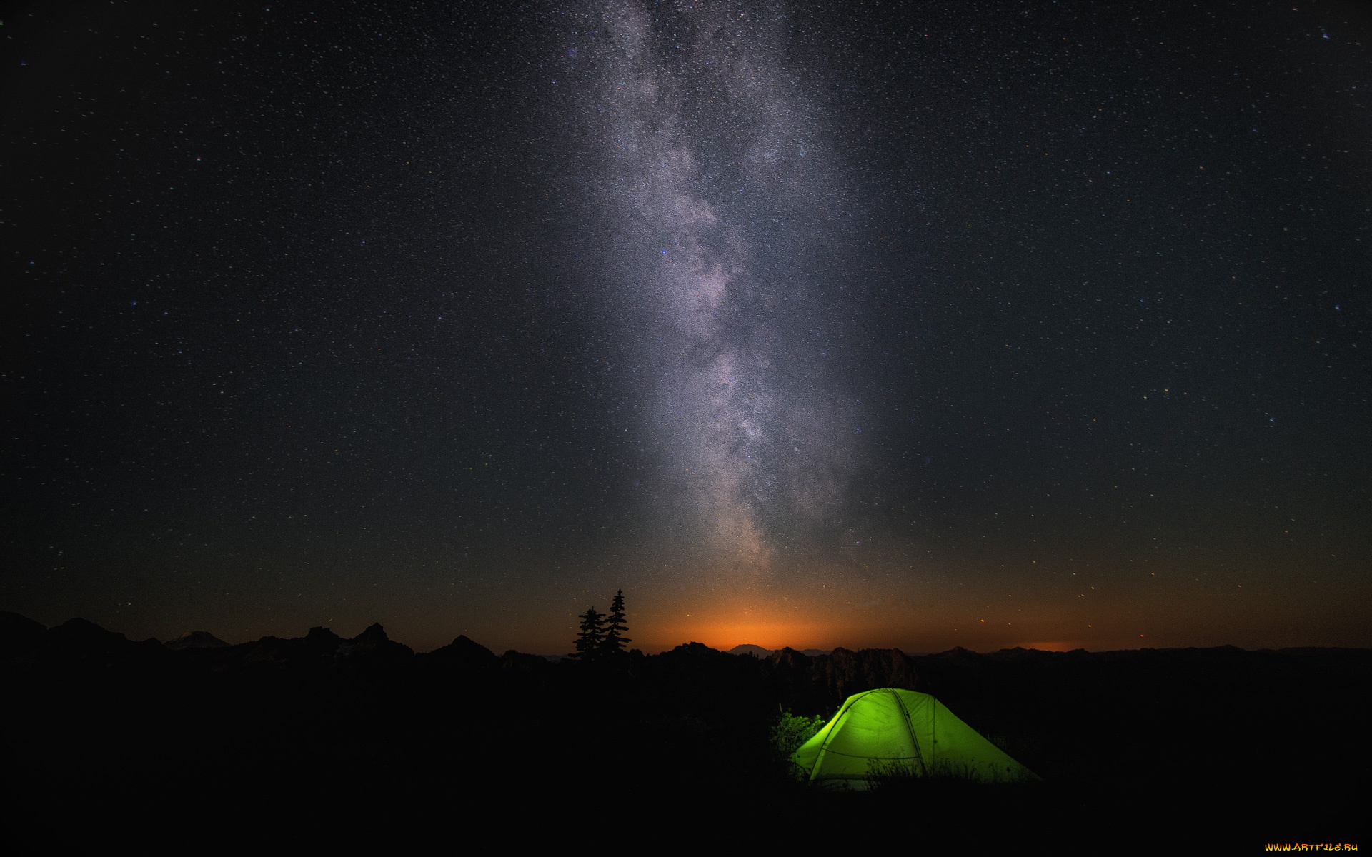 природа, другое, палатка, горы, ночь