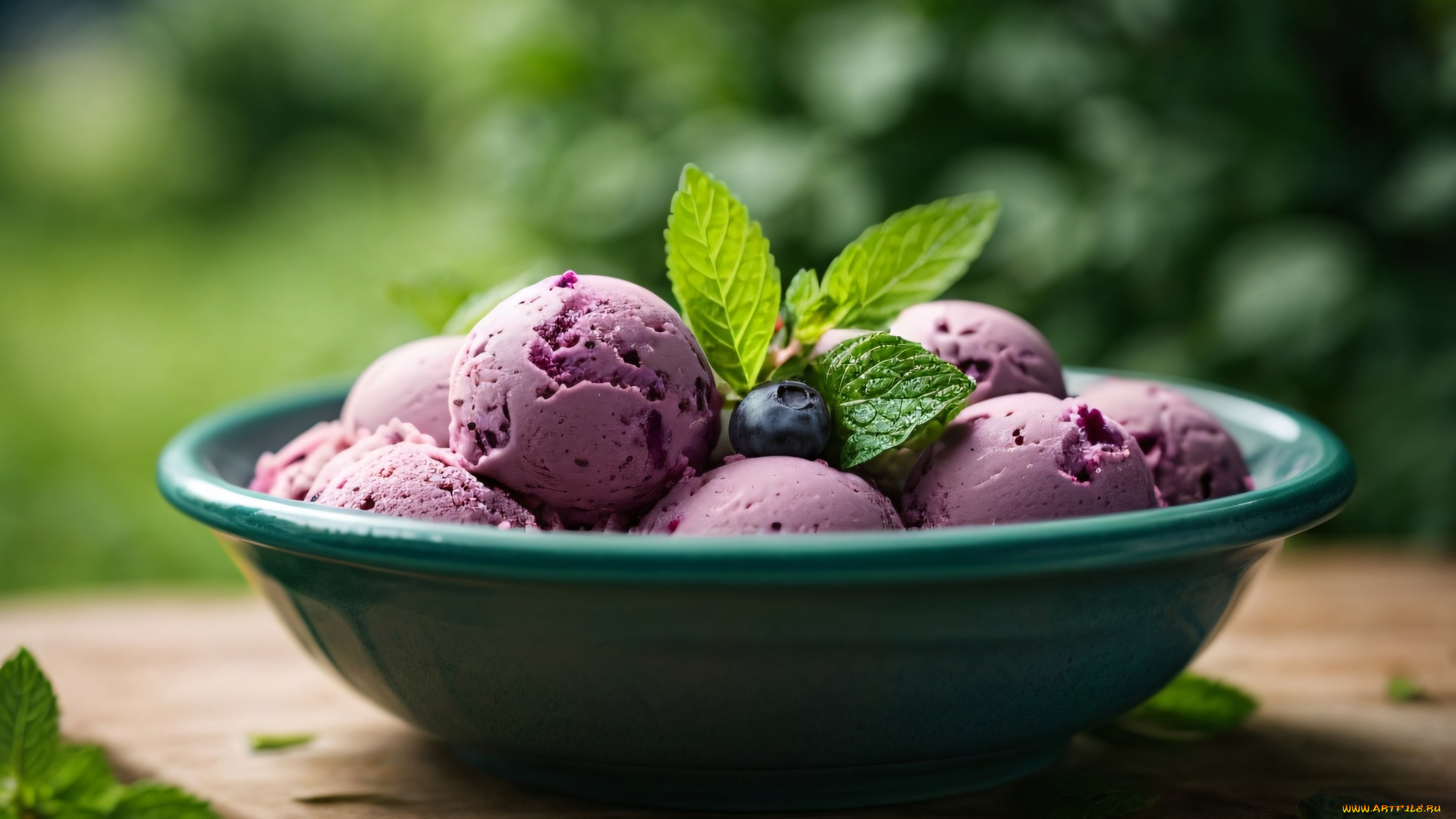 еда, мороженое, , десерты, черника, мята