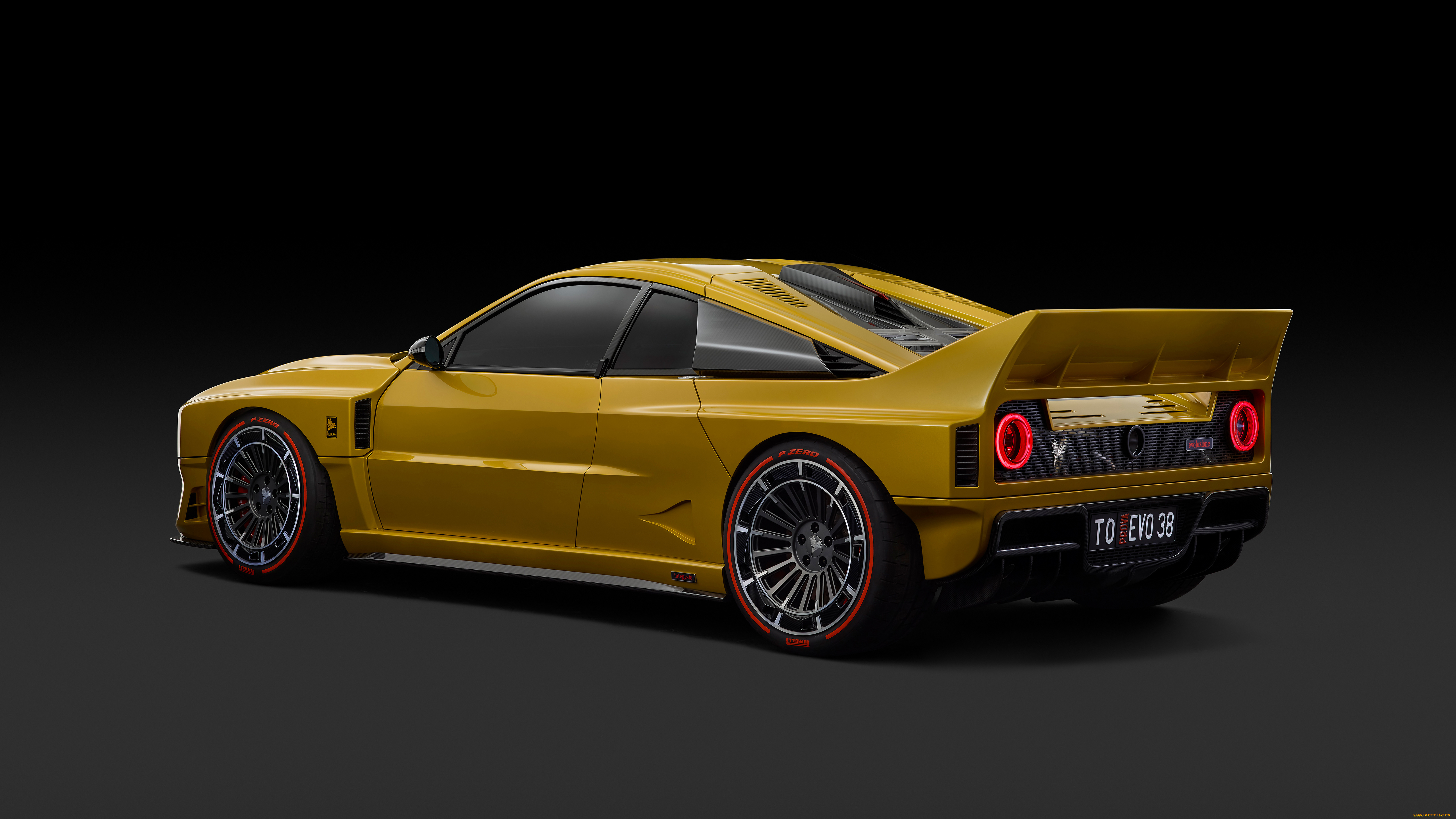 2024, kimera, evo38, автомобили, kimera, итальянский, задний, привод, ретрo, купe, жeлтый, evo38, вид, сзади