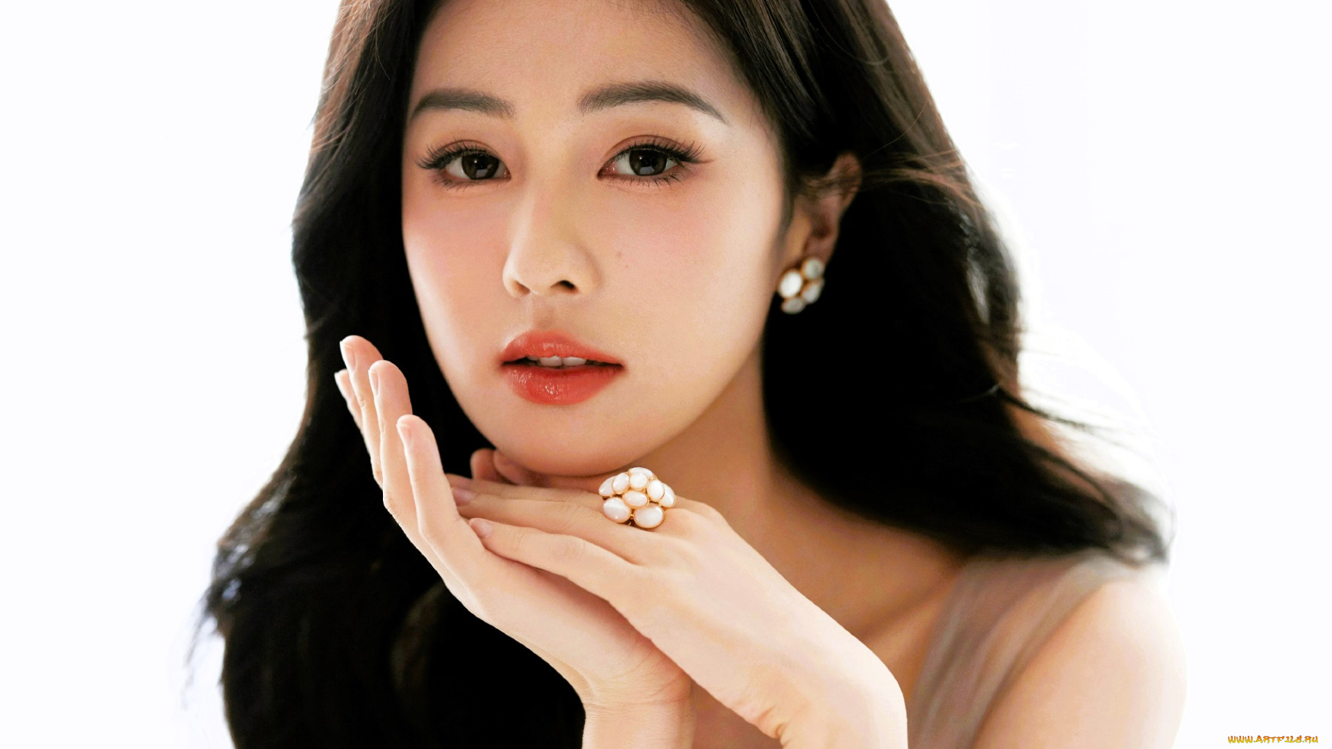 девушки, -, азиатки, шатенка, лицо, украшения
