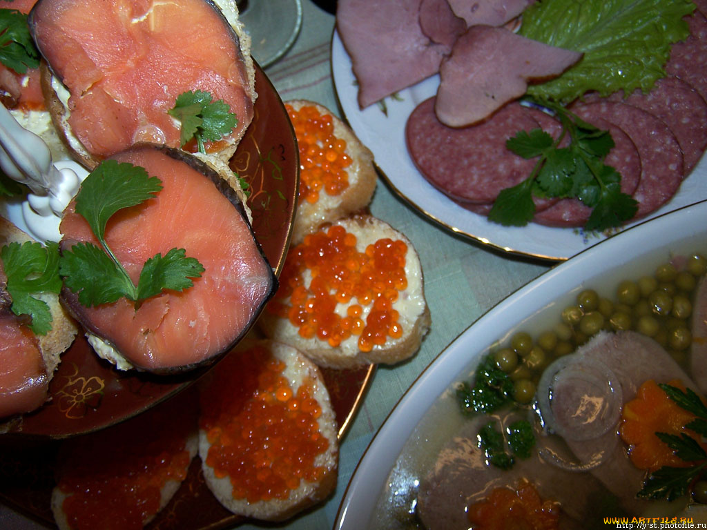 праздничный, стол, еда, салаты, закуски