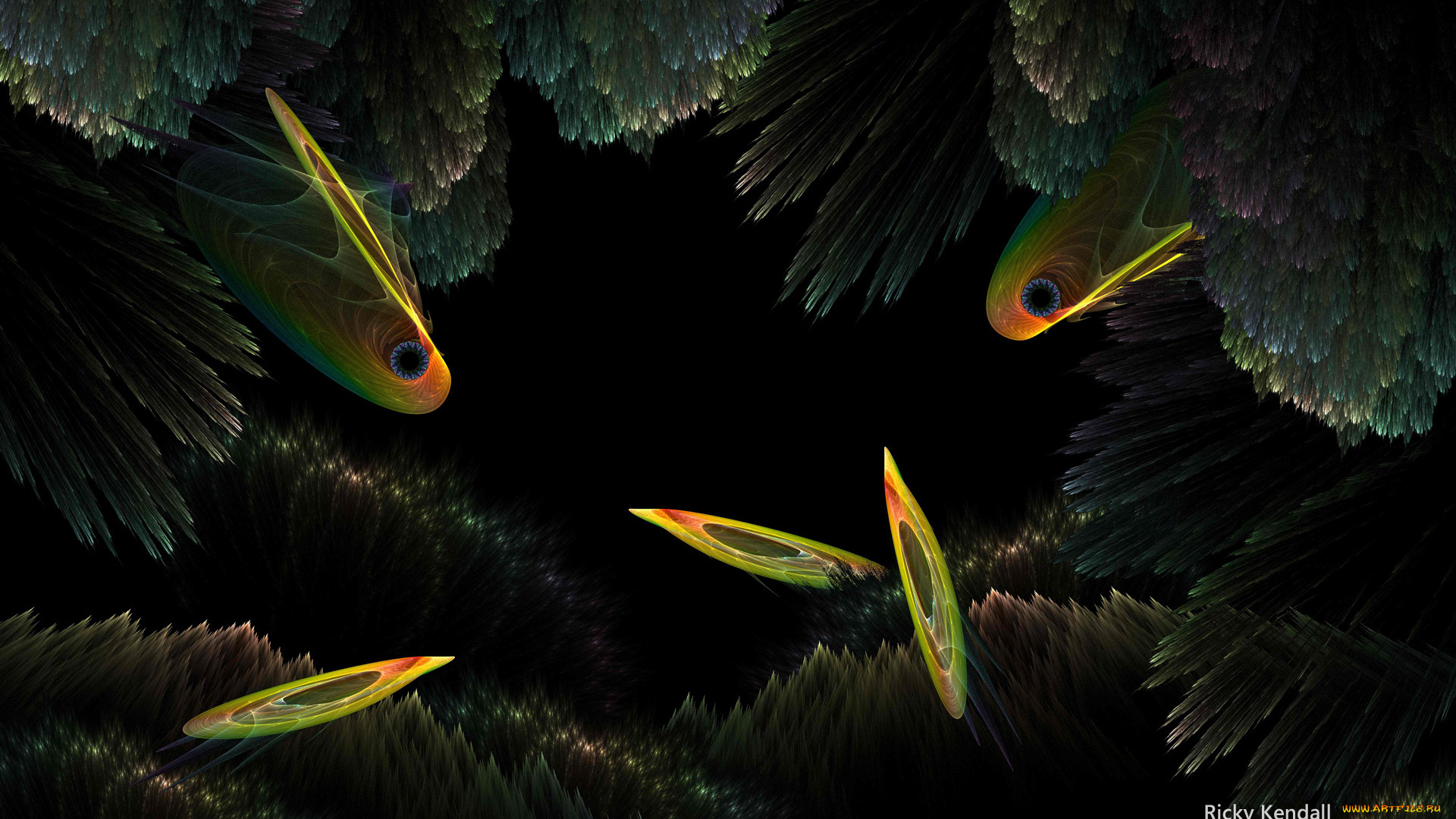 3д, графика, fractal, фракталы, узор, фон, цвета