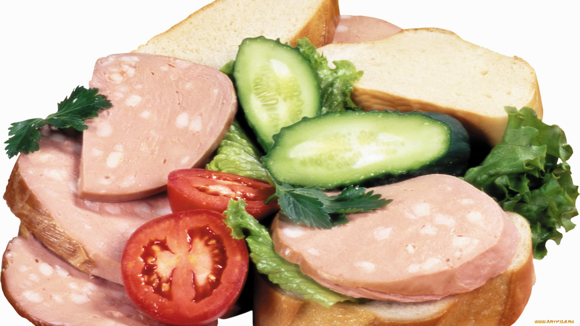 еда, бутерброды, гамбургеры, канапе, колбаса, огурец, помидор, томаты