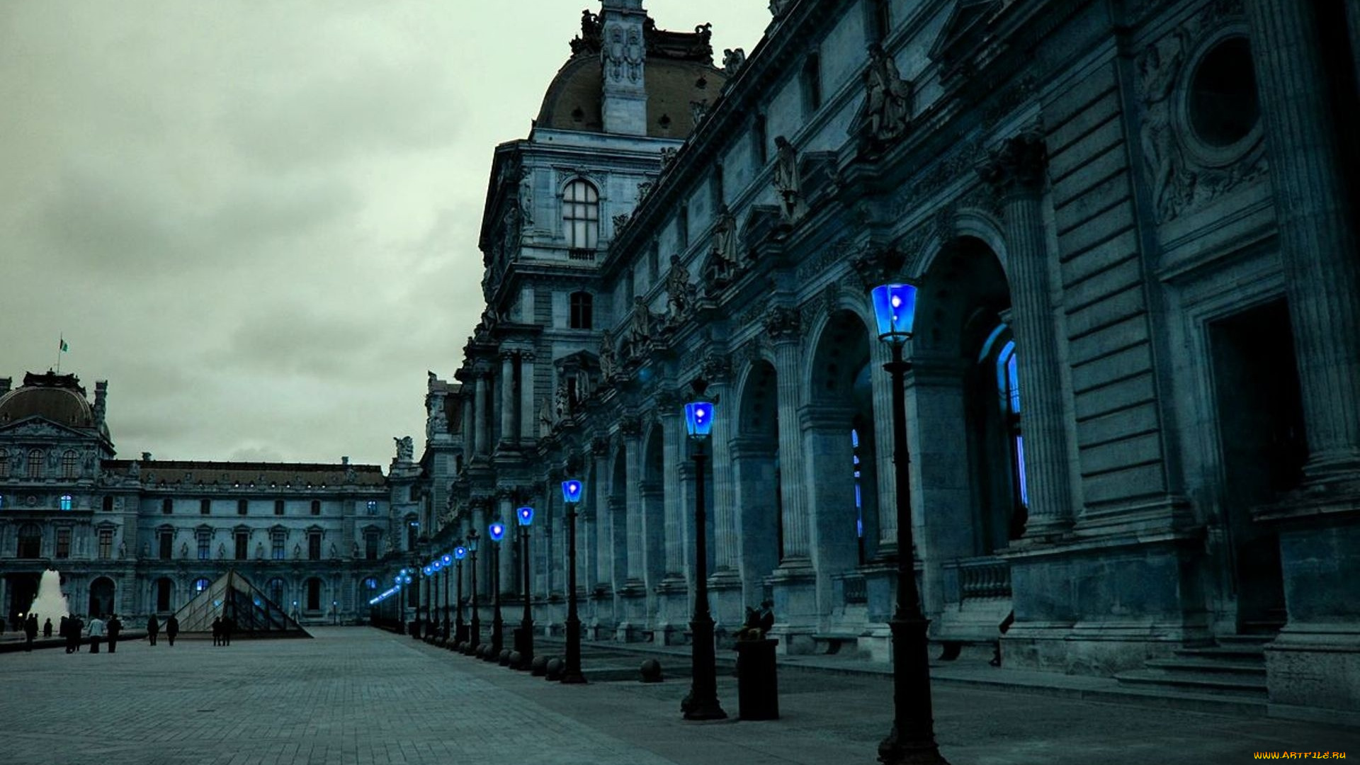 города, париж, франция, город, здания, фонари, вечер