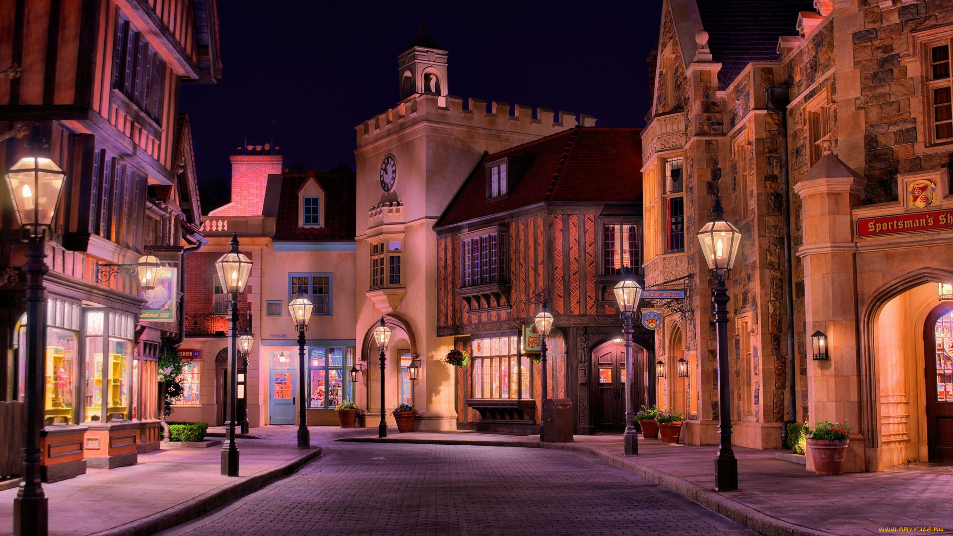 города, улицы, площади, набережные, ночь, улица, дома, фонари, свет