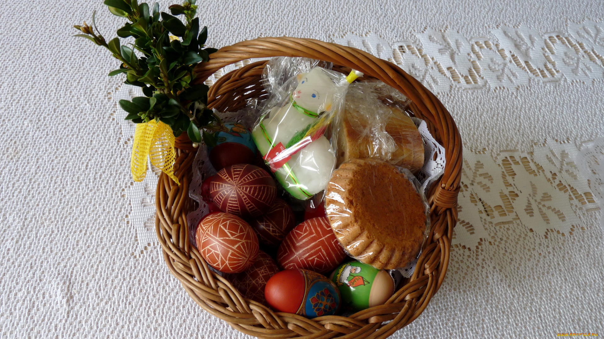 праздничные, пасха, корзина, ветка