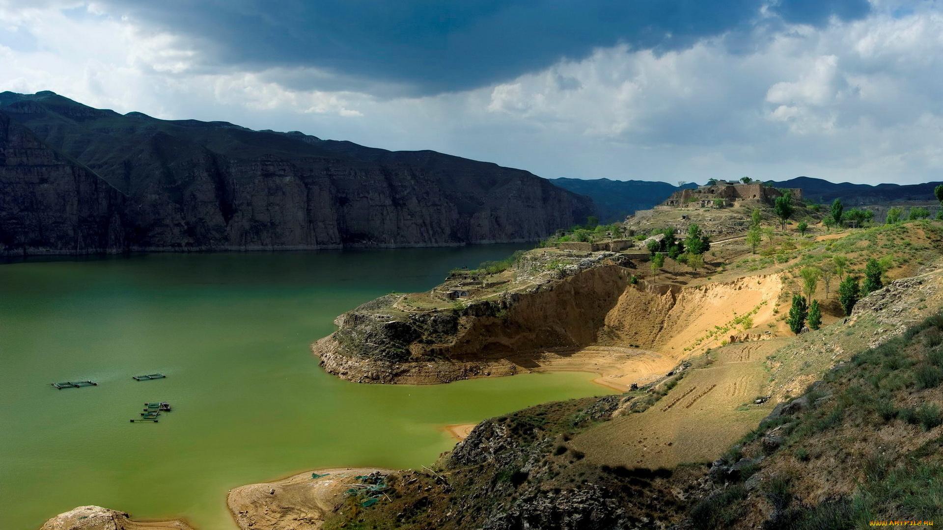 природа, побережье, берег, залив, море, небо