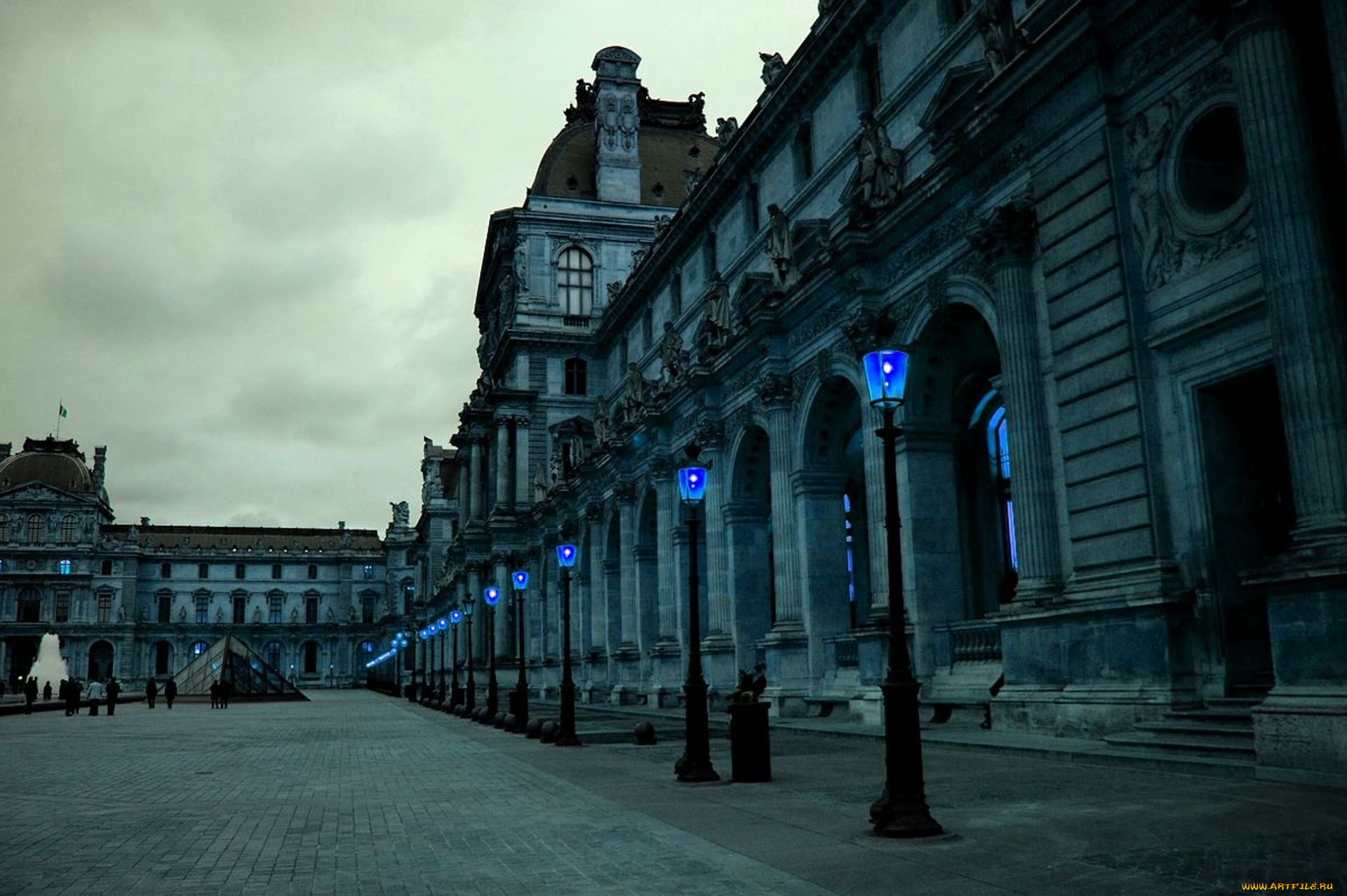 города, париж, франция, город, здания, фонари, вечер