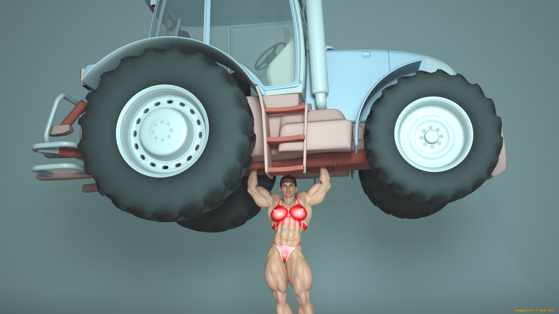3д, графика, humor, юмор, девушка, трактор