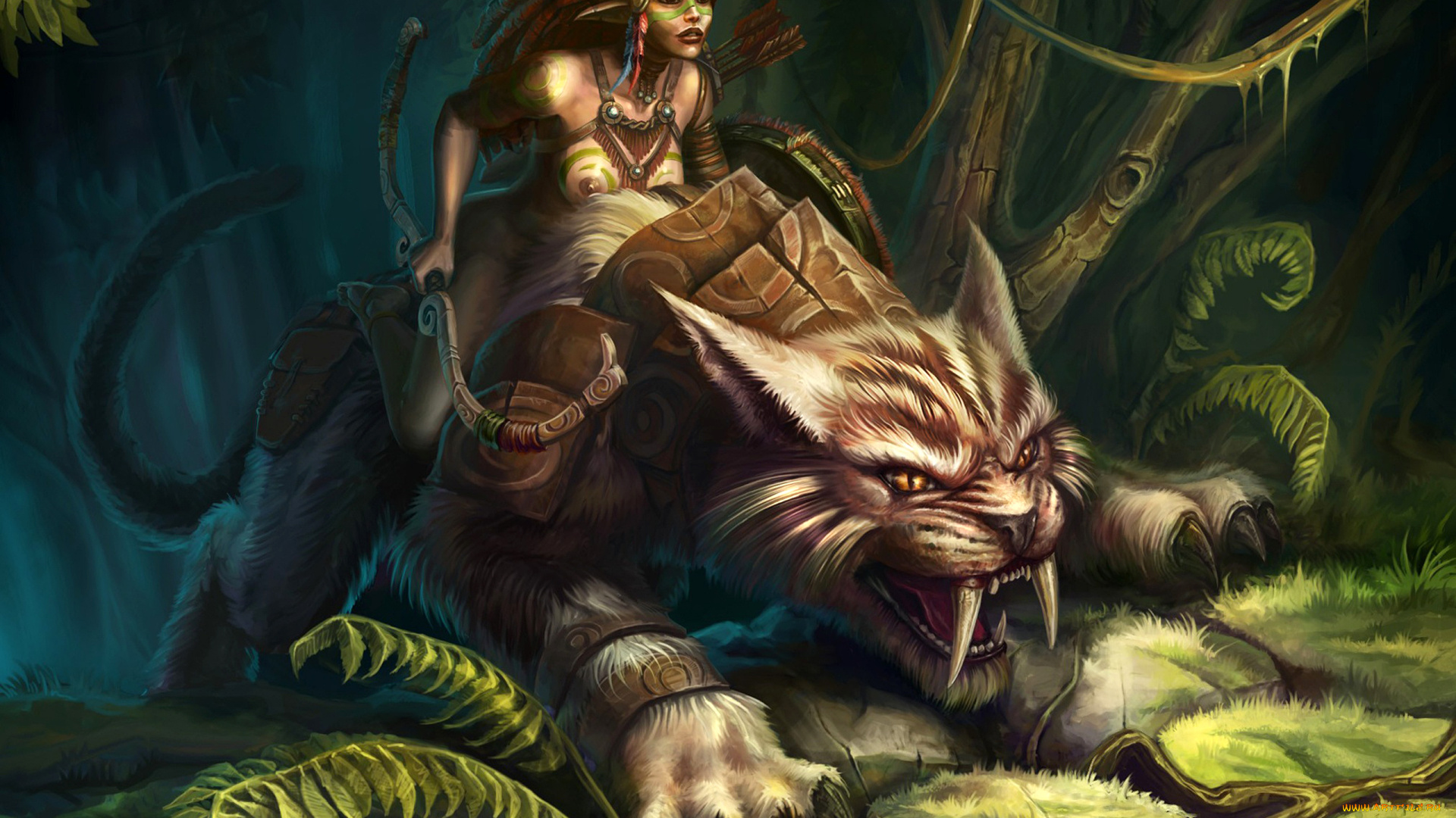 фэнтези, красавицы, чудовища, амазонка, стрелы, лук