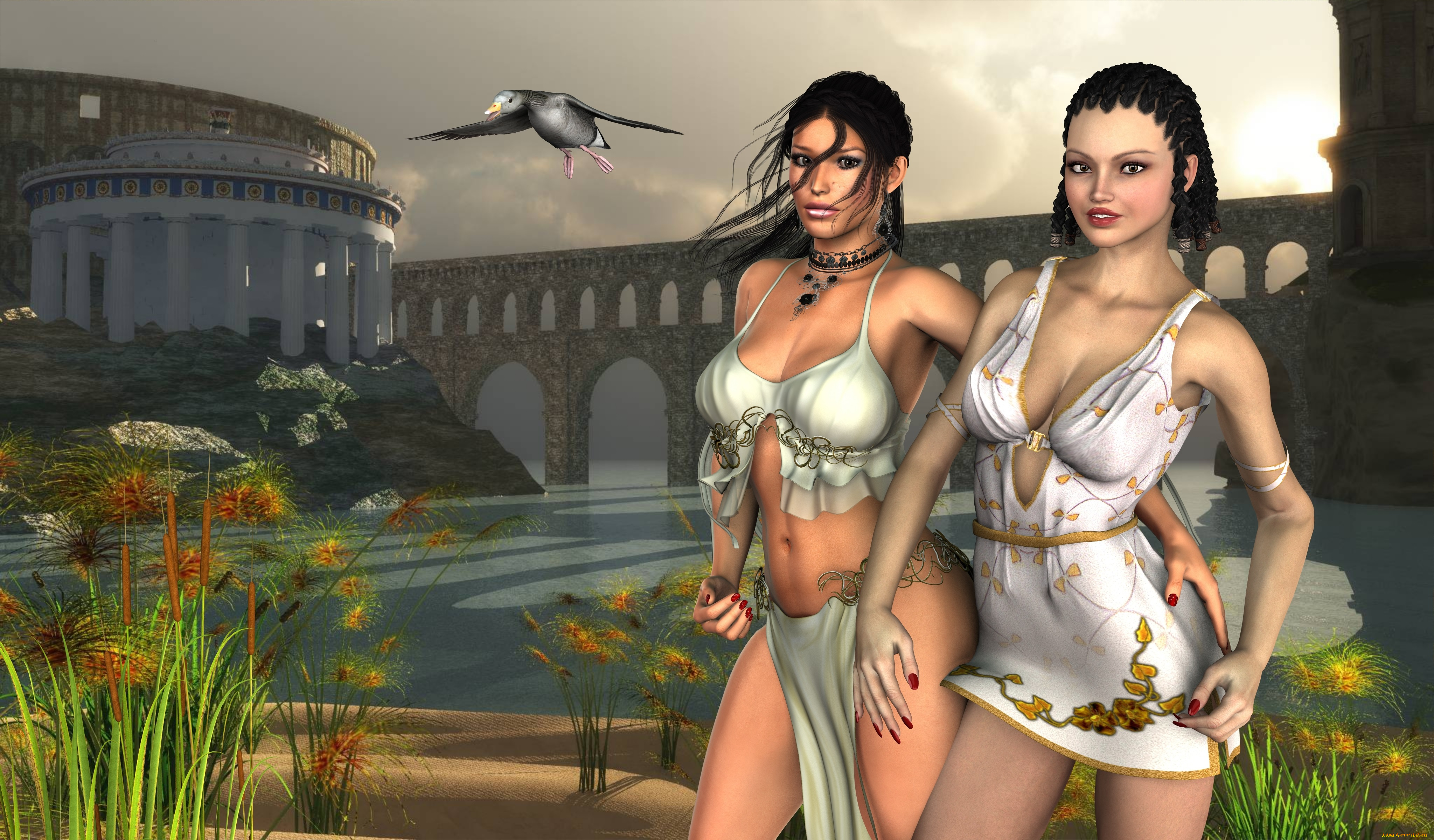 3д, графика, people, люди, утка, девушки