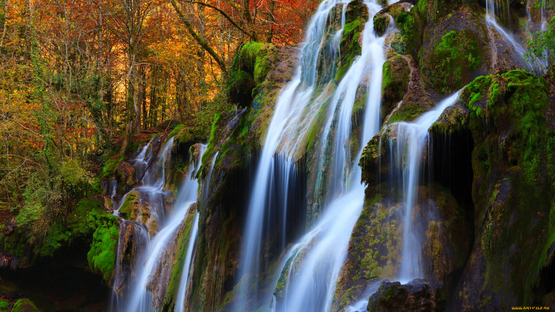 природа, водопады, поток