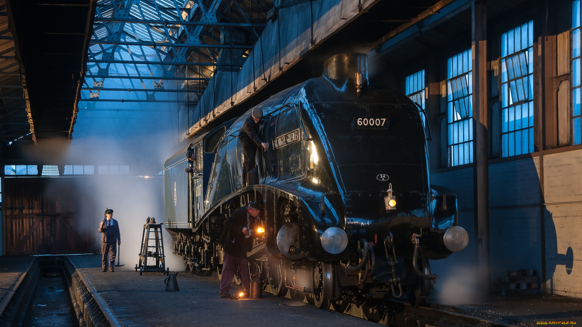 техника, паровозы, ночь, депо, паровоз